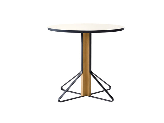 Kaari Table Round by Artek - Tabletop Diameter: 80 cm (REB 003) / White Gloss HPL Tabletop / Natural Oak Base