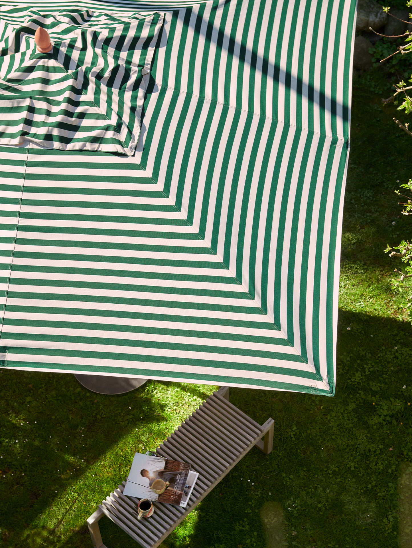 Messina Striped Umbrella by Skagerak - 300x300 / Light Apricot Dark Green Stripes