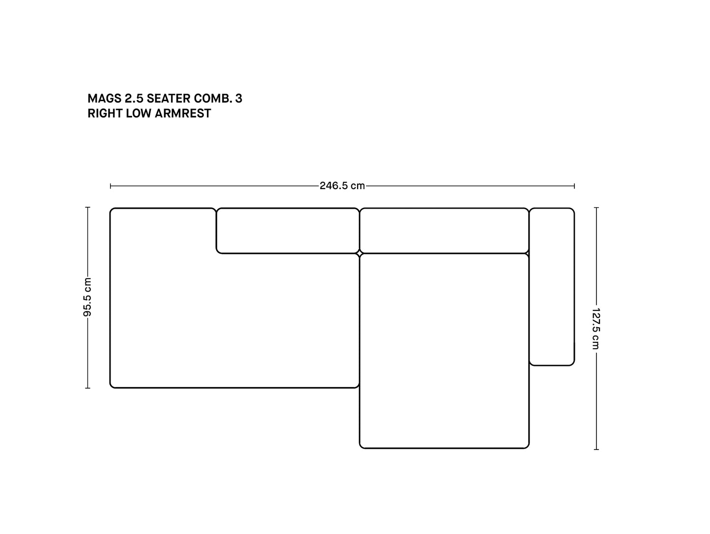 Mags 2.5人掛けソファ(肘掛け低め)