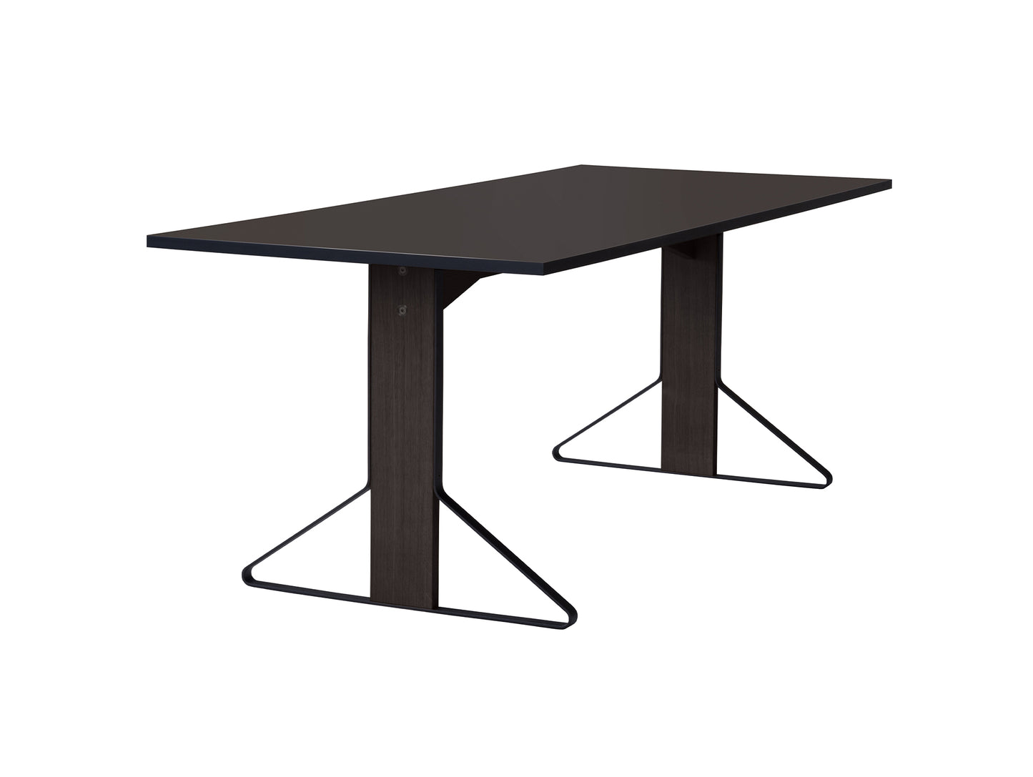 Kaari Table Rectangular by Artek - 200 x 85 cm (REB 001) / Linoleum Black Tabletop / Black Lacquered Oak Base