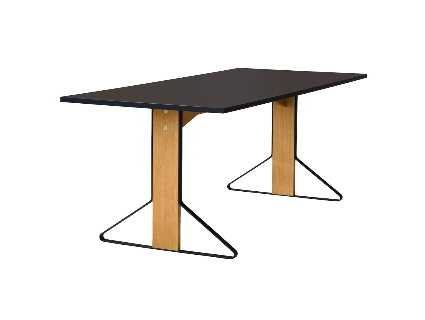 Kaari Table Rectangular by Artek - 200 x 85 cm (REB 001) / Linoleum Black Tabletop / Natural Oak Base