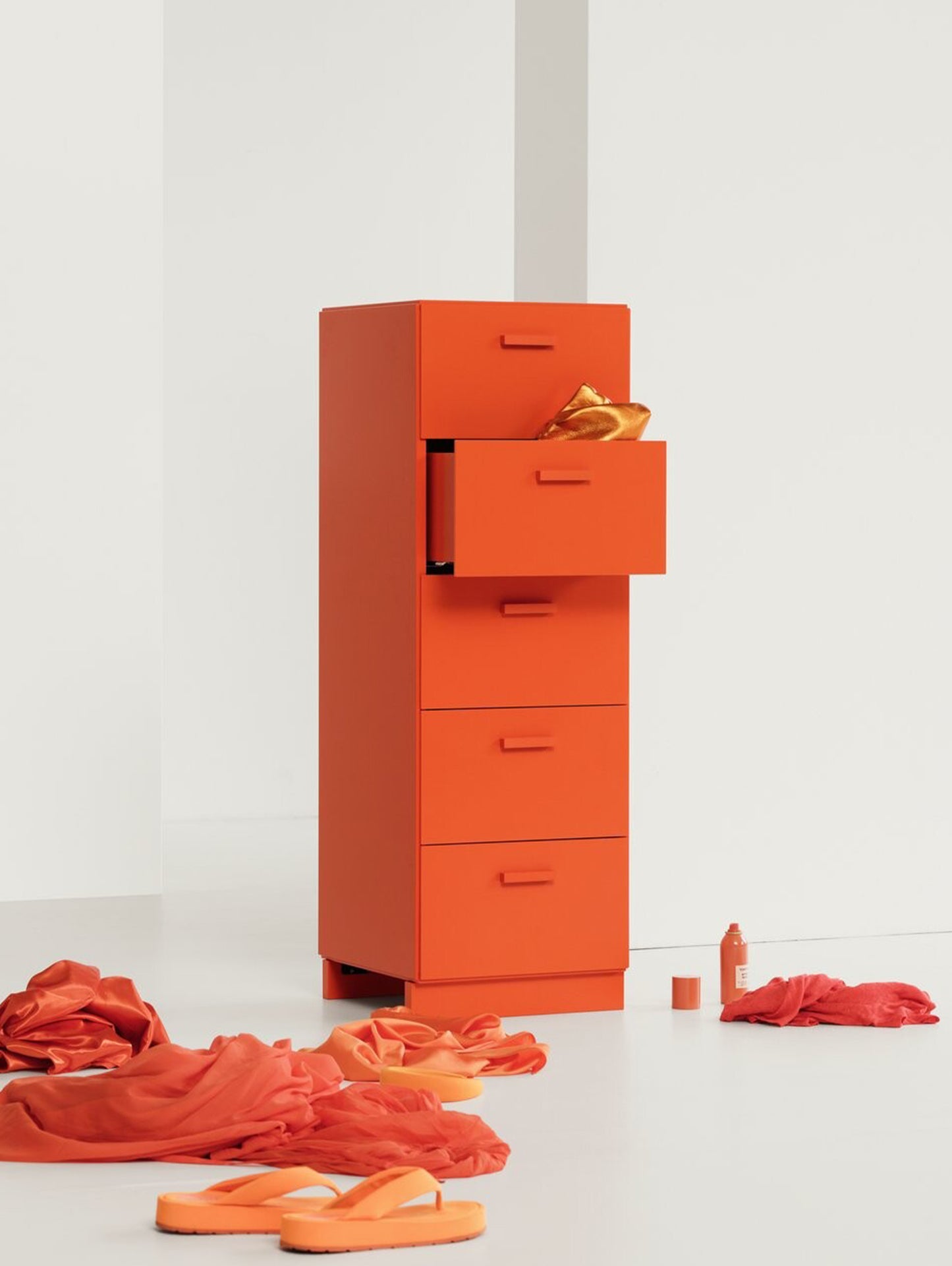 Relief Drawers with Plinth Base - Tall by String -  Orange