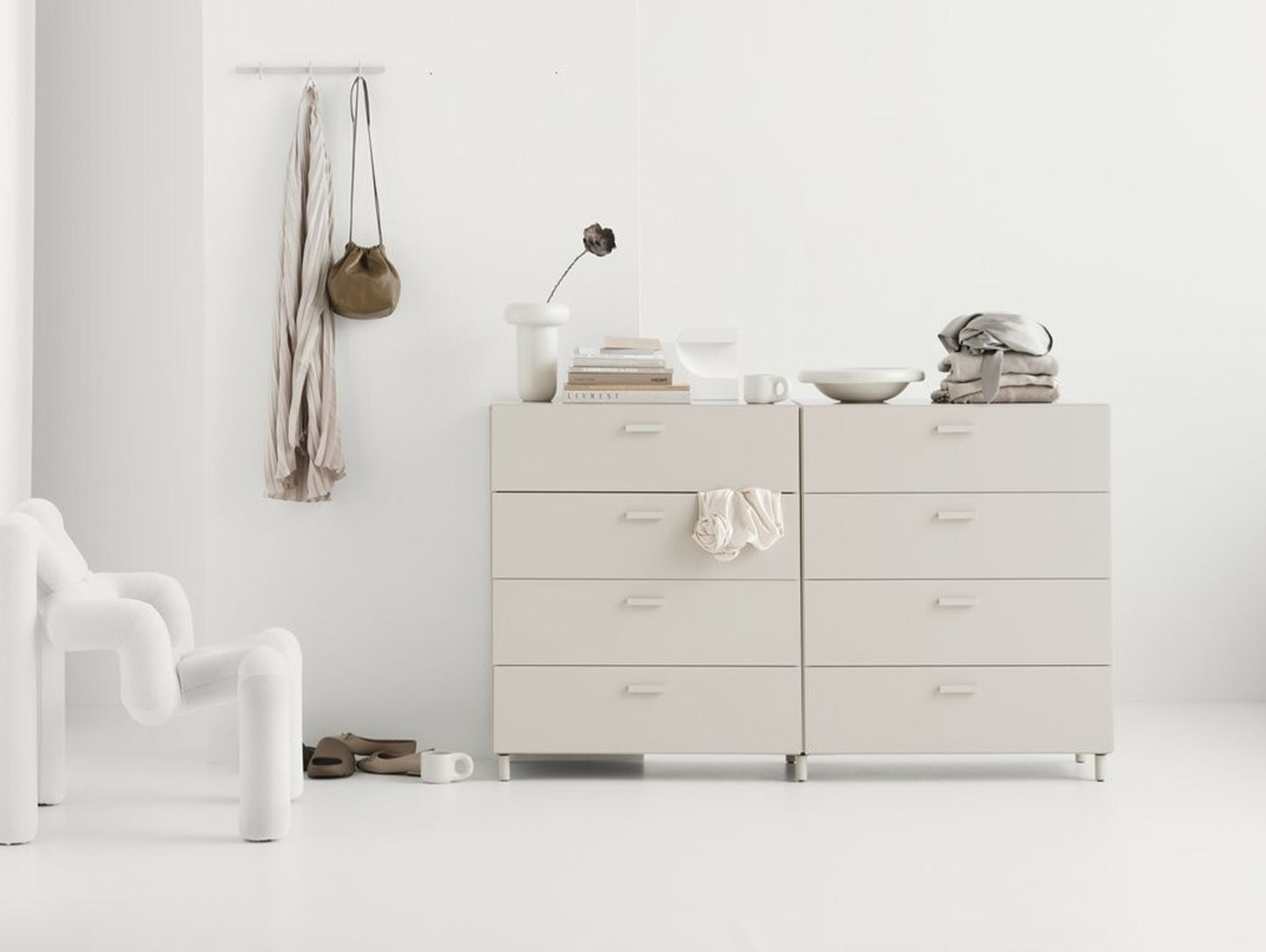 Relief Drawers with Legs - Wide by String - Beige