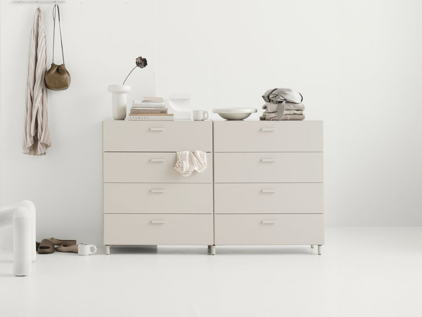 Relief Drawers with Legs - Wide by String - Beige