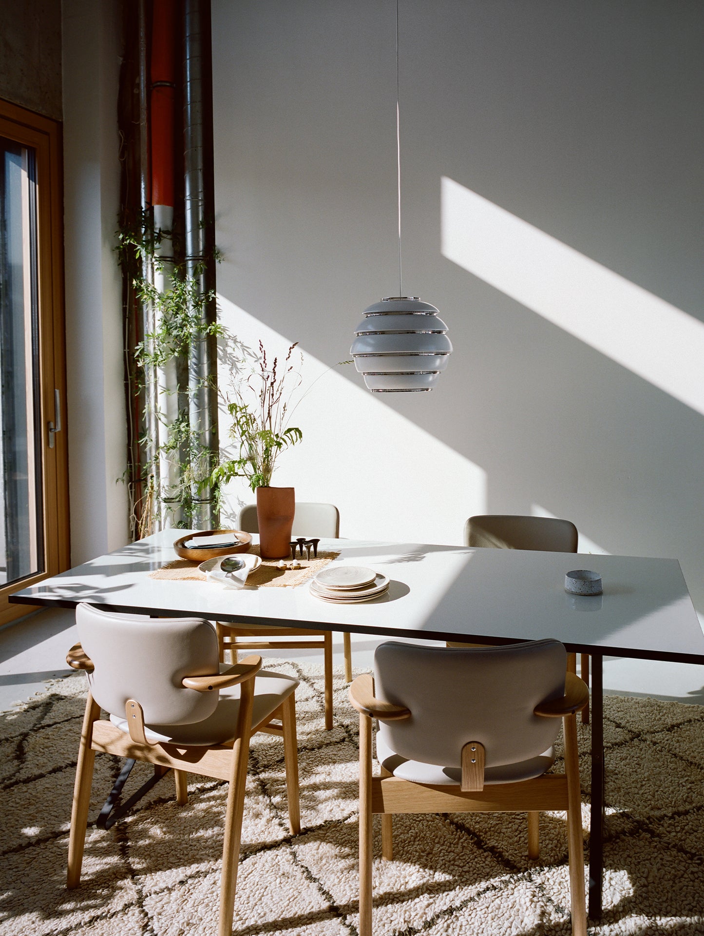 Kaari Table Rectangular by Artek - White Gloss HPL Tabletop / Natural Oak Base