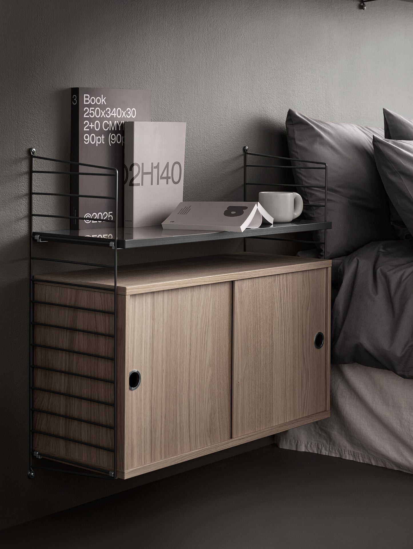 String System Cabinet with Sliding Doors