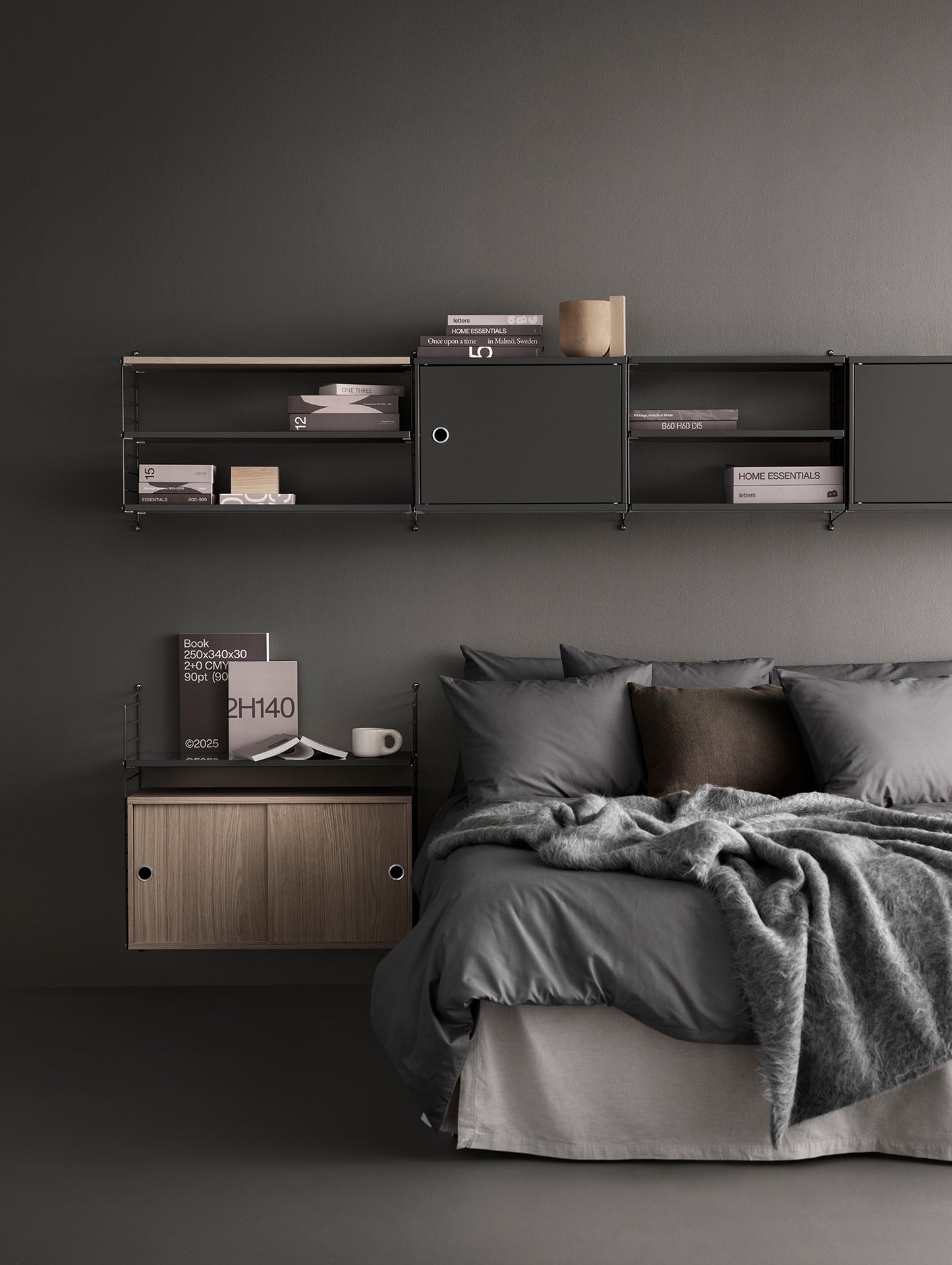 String System Cabinet with Swing Door by String - Dark Grey