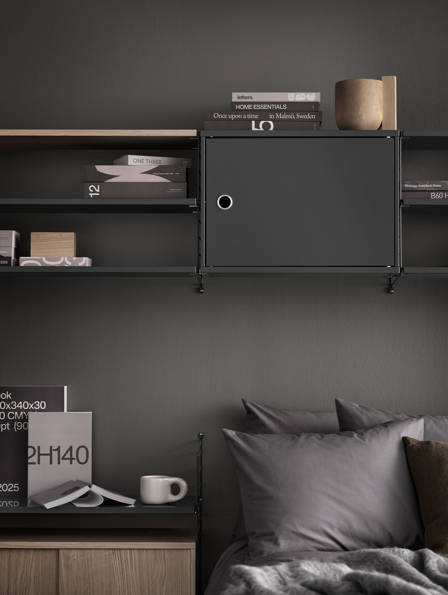 String System Cabinet with Swing Door by String - Dark Grey