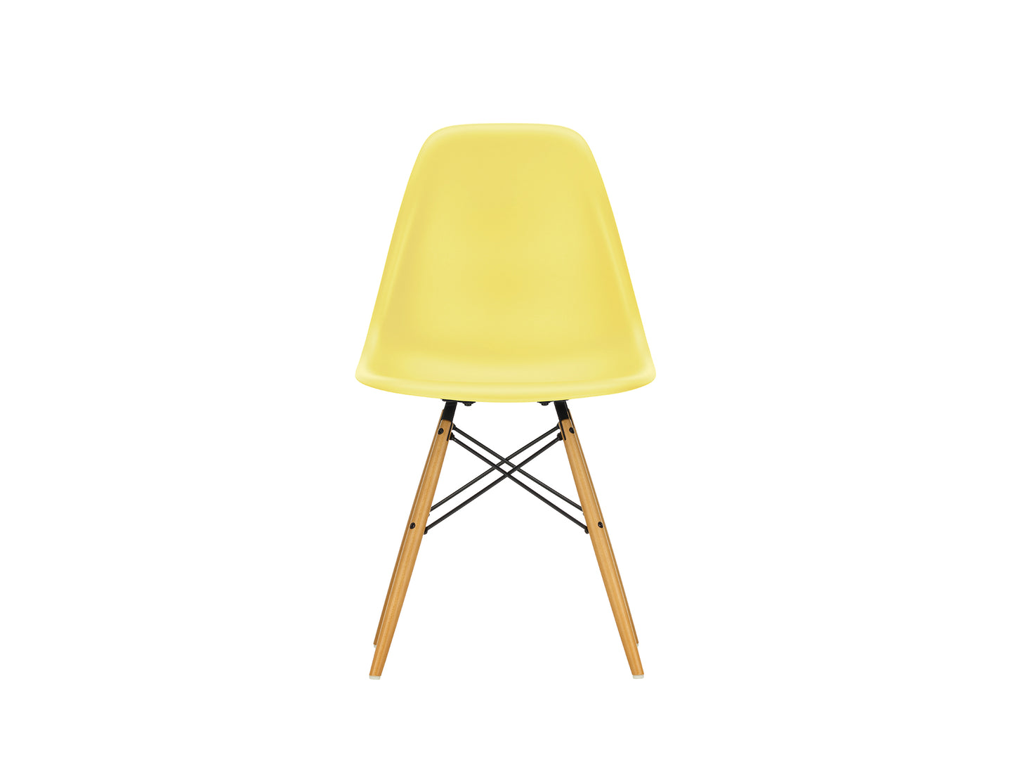 Vitra Eames DSW Plastic Side Chair - 92 Citron / Golden Maple