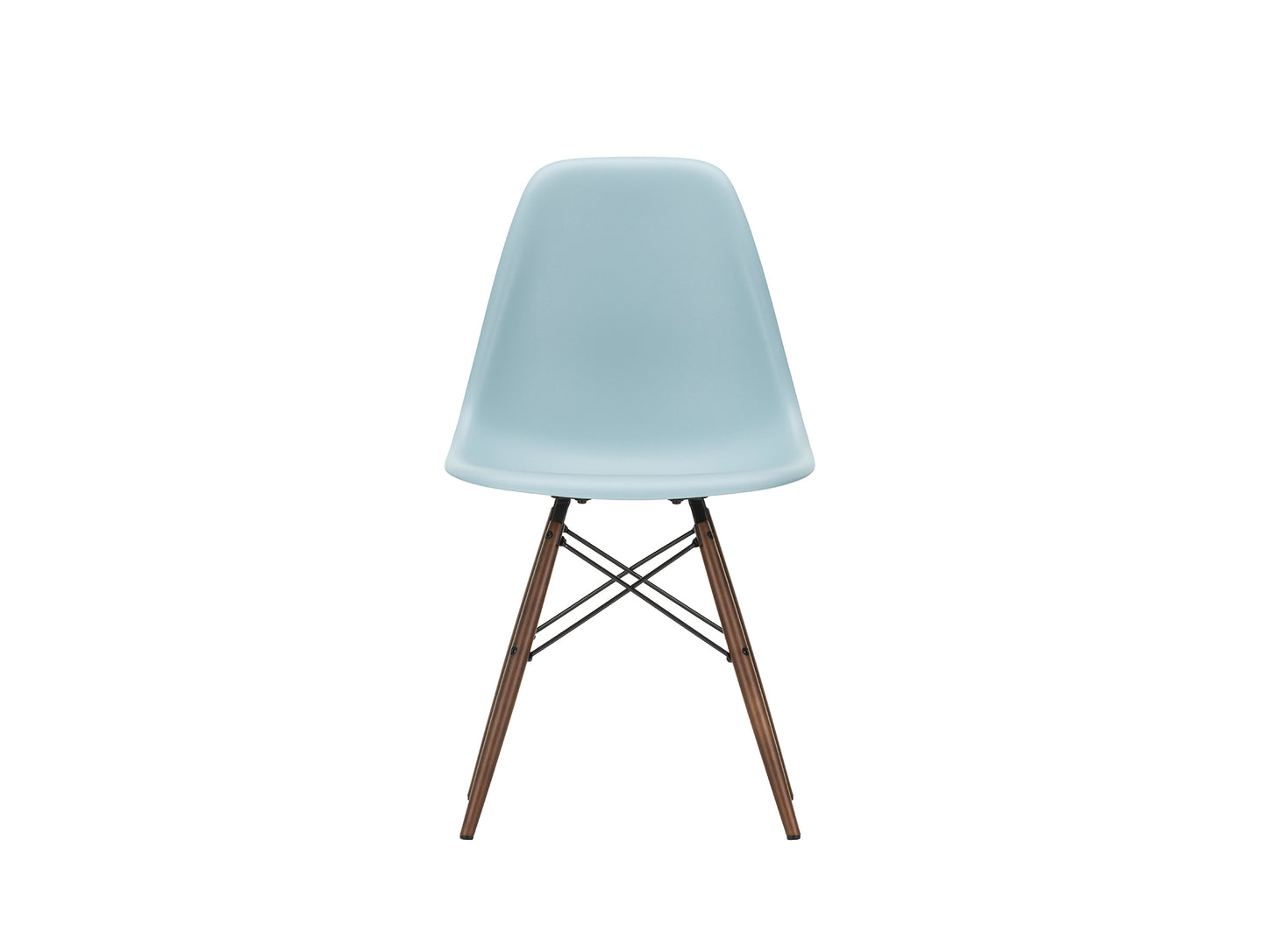 Vitra Eames DSW Plastic Side Chair - 23 Ice Grey / Dark Maple Base