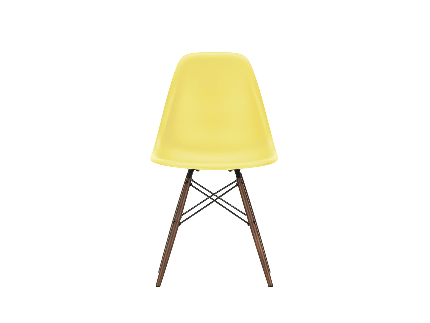 Vitra Eames DSW Plastic Side Chair - 92 Citron / Dark Maple