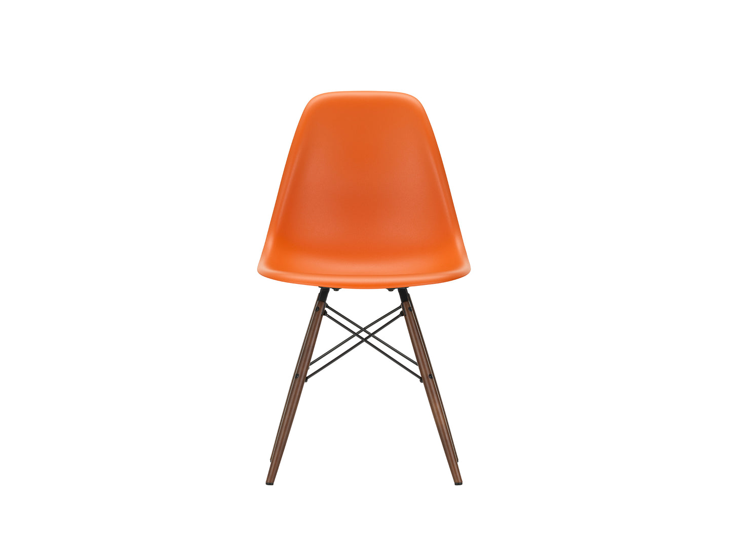 Vitra Eames DSW Plastic Side Chair - 43 Rusty Orange / Dark Maple Base