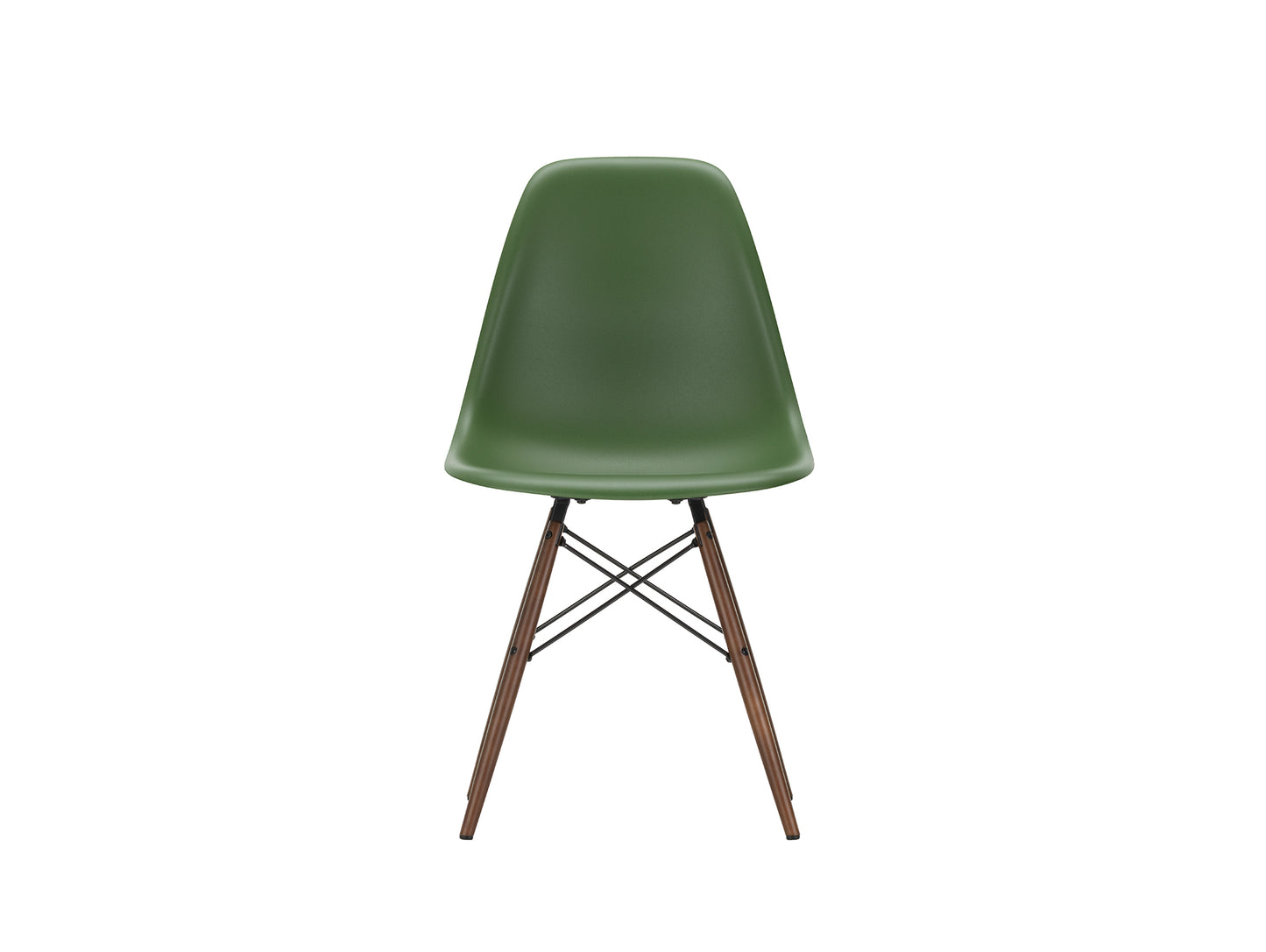 Vitra Eames DSW Plastic Side Chair - 48 Forest / Dark Maple Base