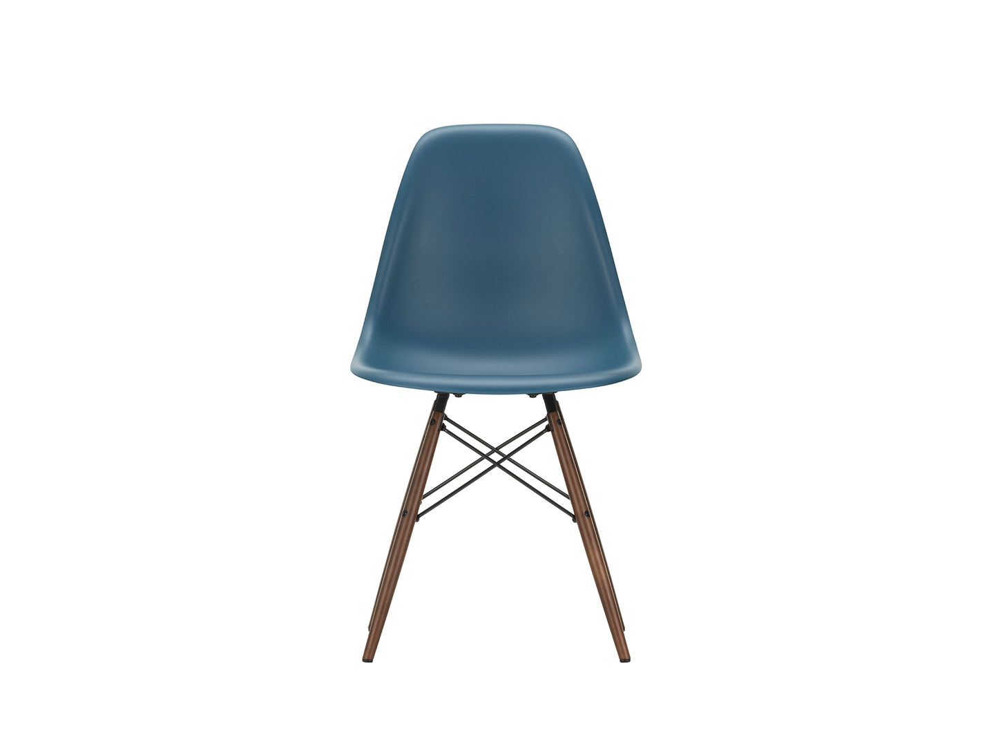 Vitra Eames DSW Plastic Side Chair - 83 Sea Blue / Dark Maple Base