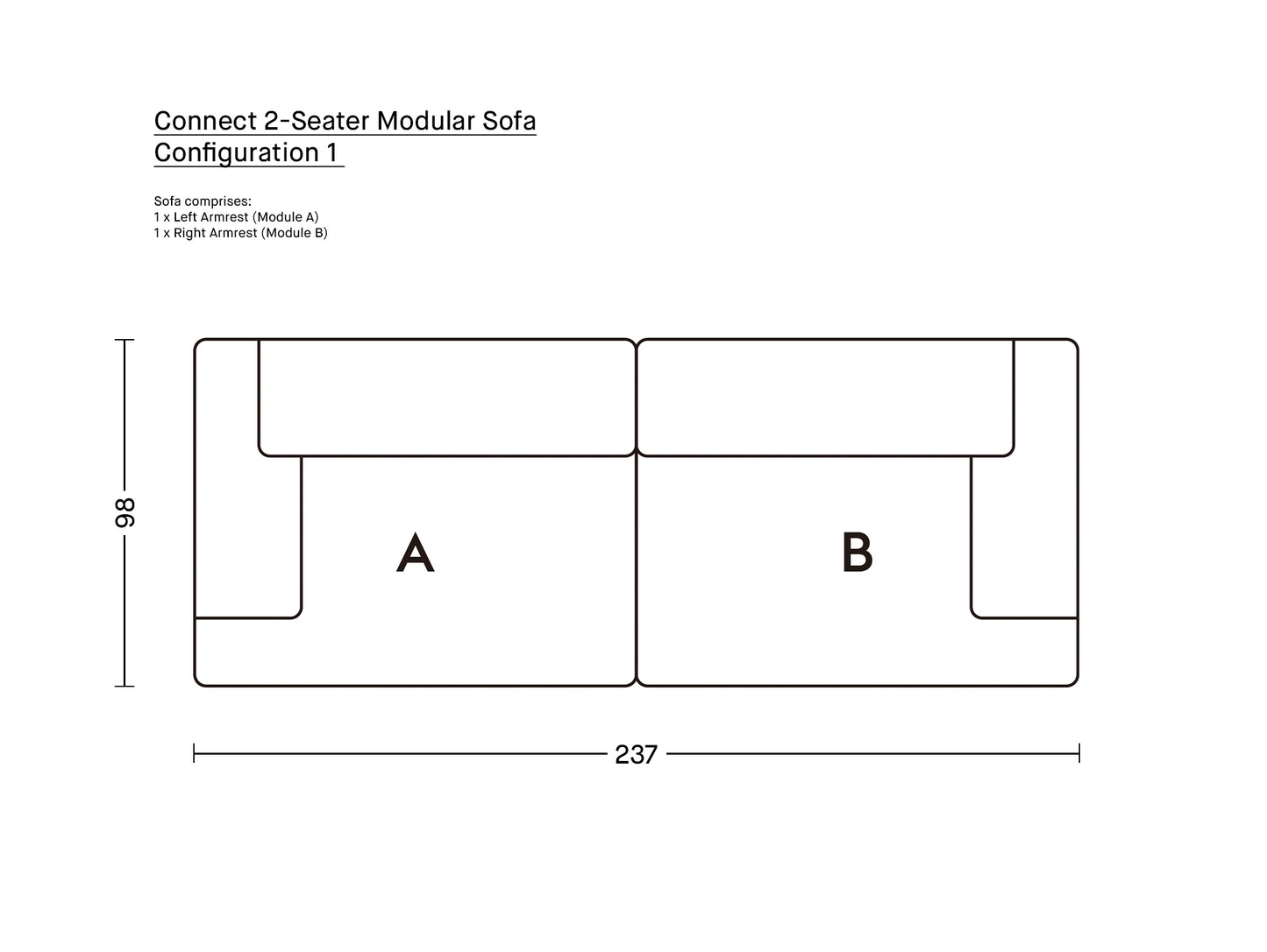 Connect 2-Seater Modular Sofa by Muuto / Configuration 1