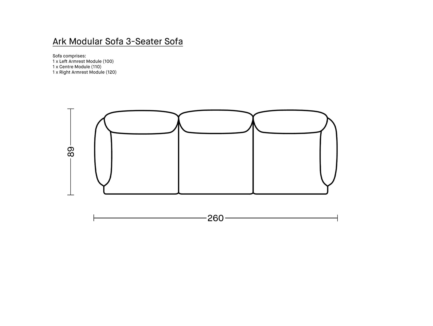 Ark Modular Sofa 3-Seater Sofa by Normann Copenhagen