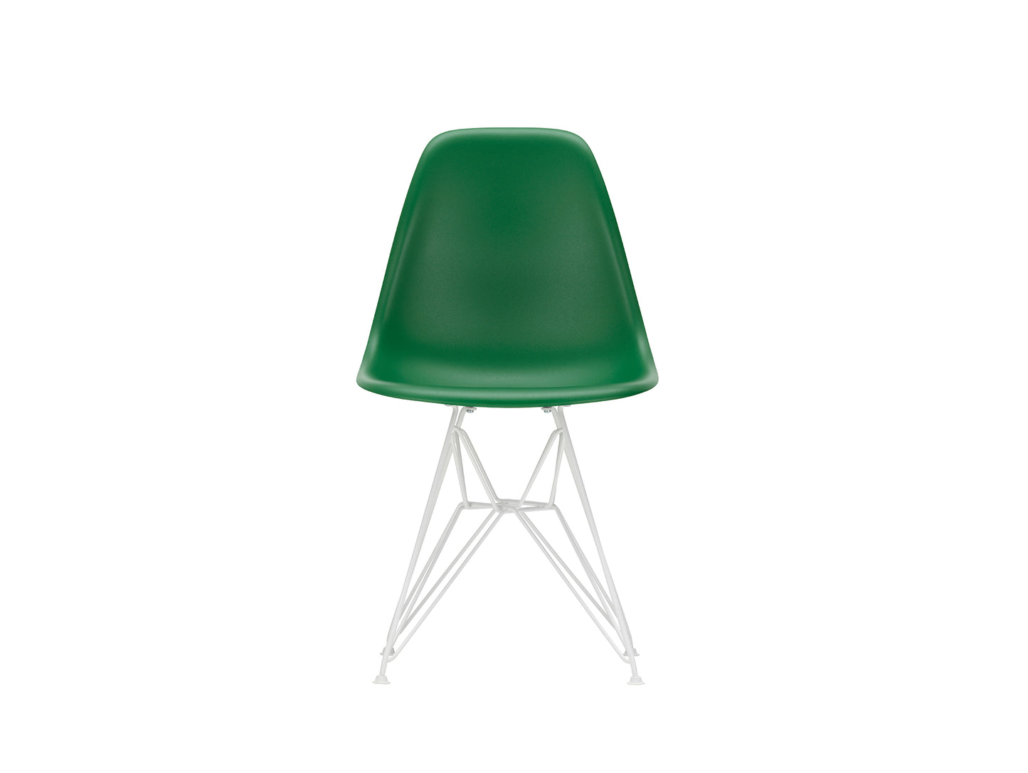 Eames DSR Plastic Side Chair (New Height) in Emerald RE with White Base by Vitra