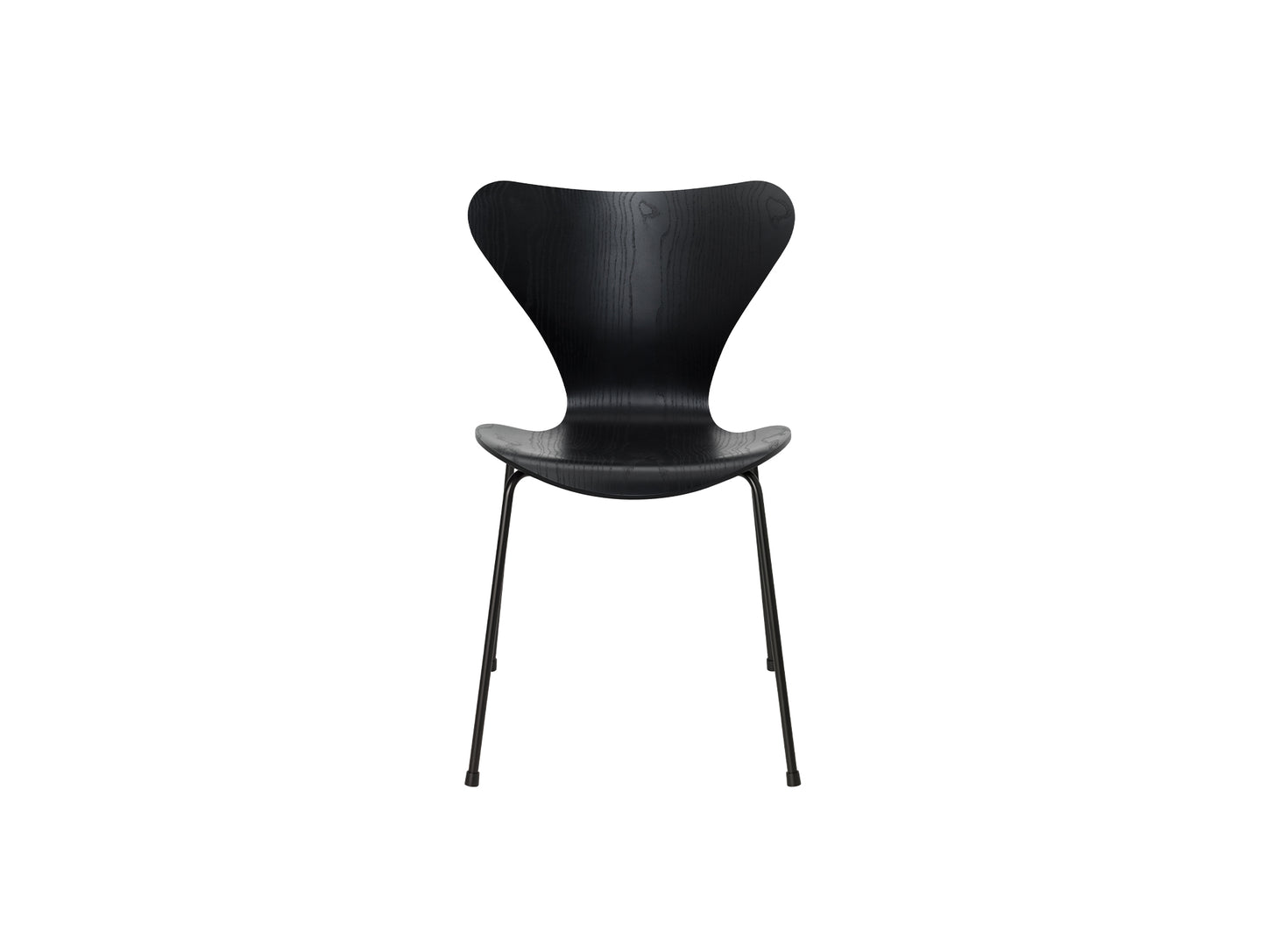 Series 7™ 3107 Dining Chair by Fritz Hansen - Black Coloured Ash Veneer Shell / Black Steel