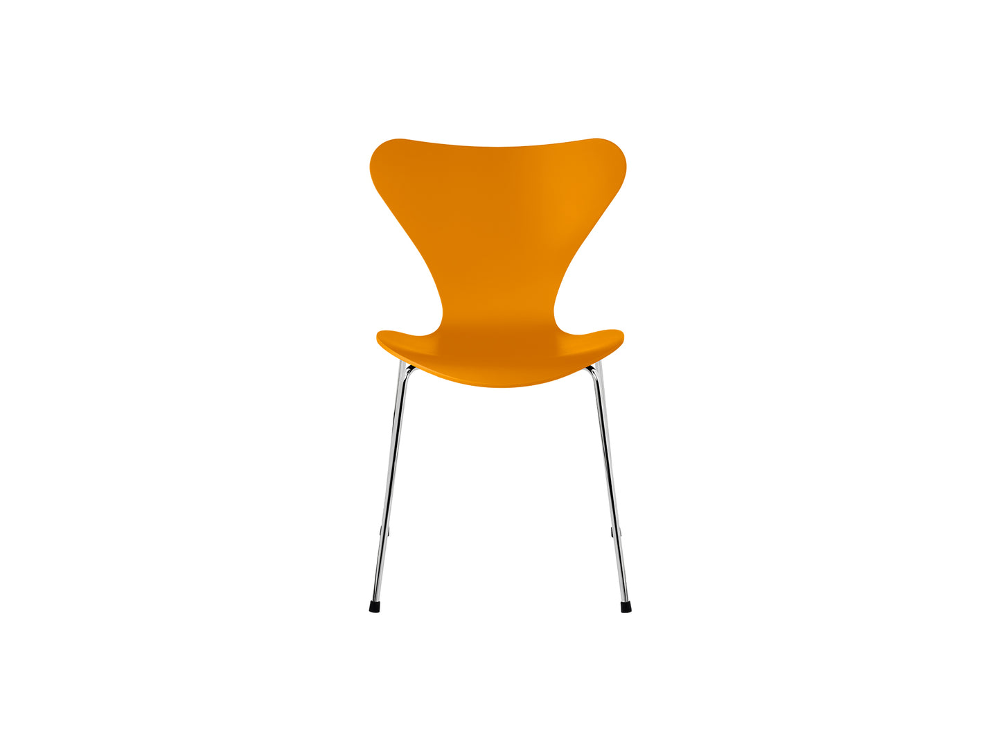 Series 7™ 3107 Dining Chair by Fritz Hansen - Burnt Yellow Lacquered Veneer Shell / Chromed Steel