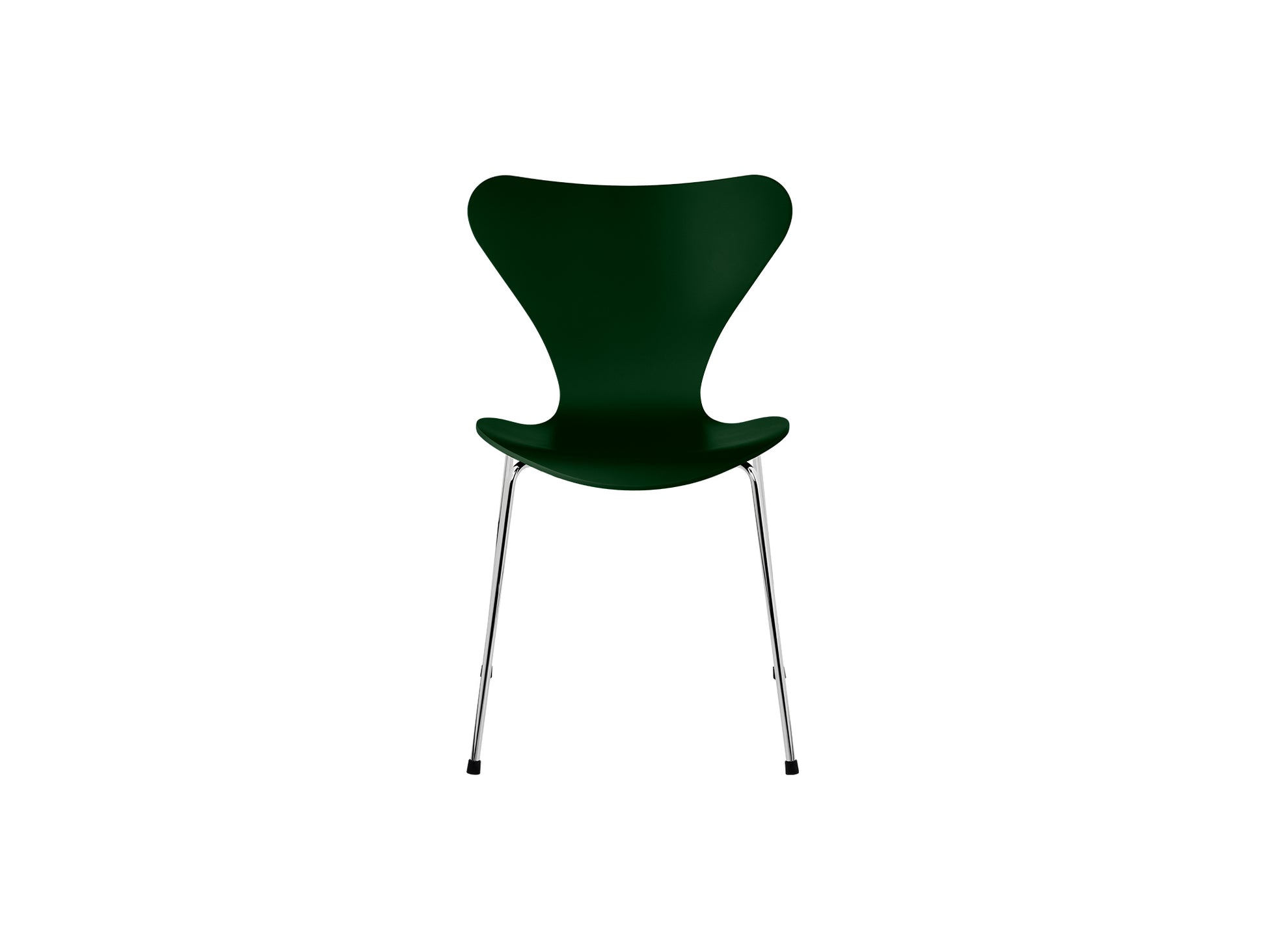 Series 7™ 3107 Dining Chair by Fritz Hansen - Evergreen Lacquered Veneer Shell / Chromed Steel