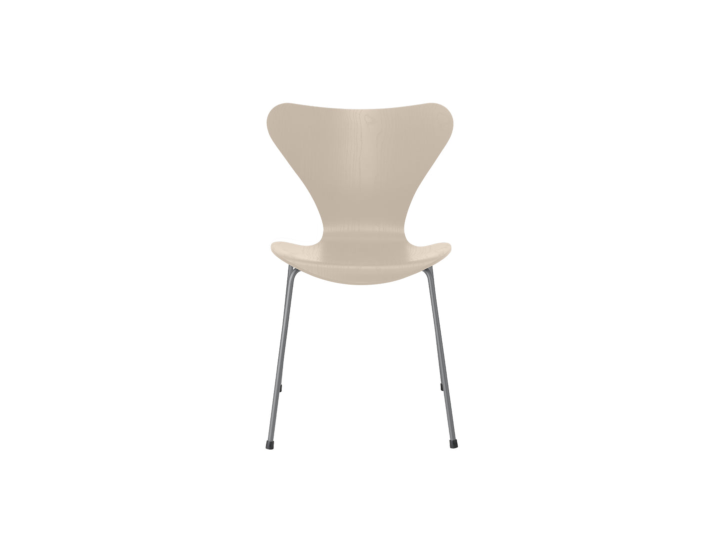 Series 7™ 3107 Dining Chair by Fritz Hansen - Light Beige Coloured Ash Veneer Shell / Silver Grey Steel