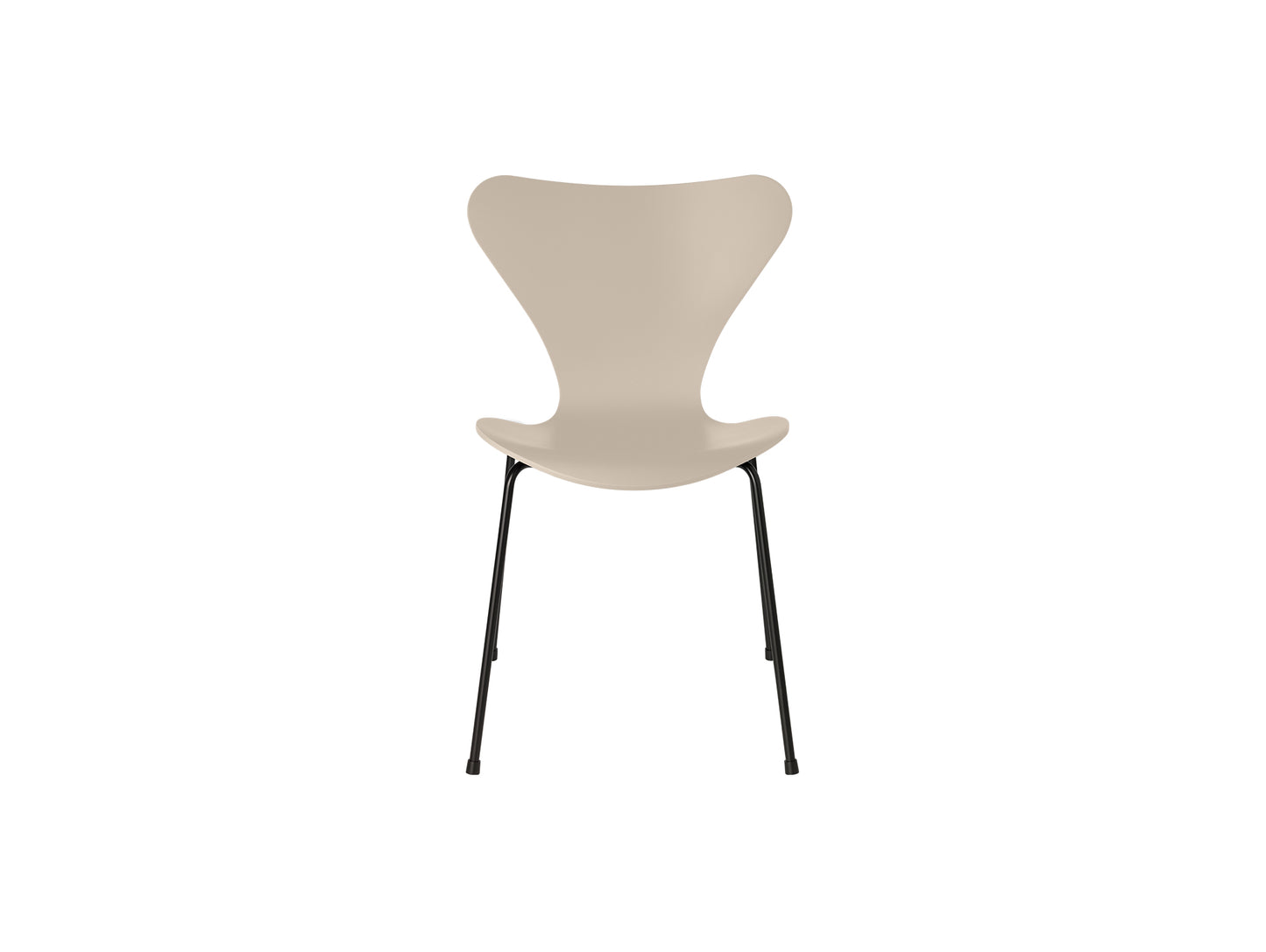 Series 7™ 3107 Dining Chair by Fritz Hansen - Light Beige Lacquered Veneer Shell / Black Steel