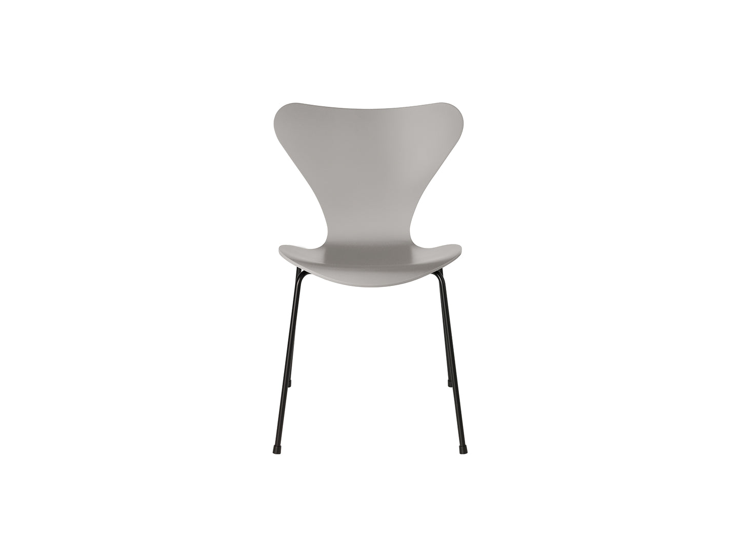Series 7™ 3107 Dining Chair by Fritz Hansen - Nine Grey Lacquered Veneer Shell / Black Steel