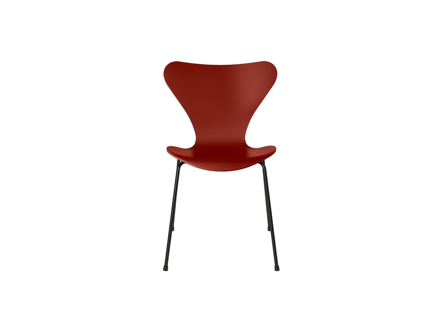 Series 7™ 3107 Dining Chair by Fritz Hansen - Venetian Red Lacquered Veneer Shell / Black Steel