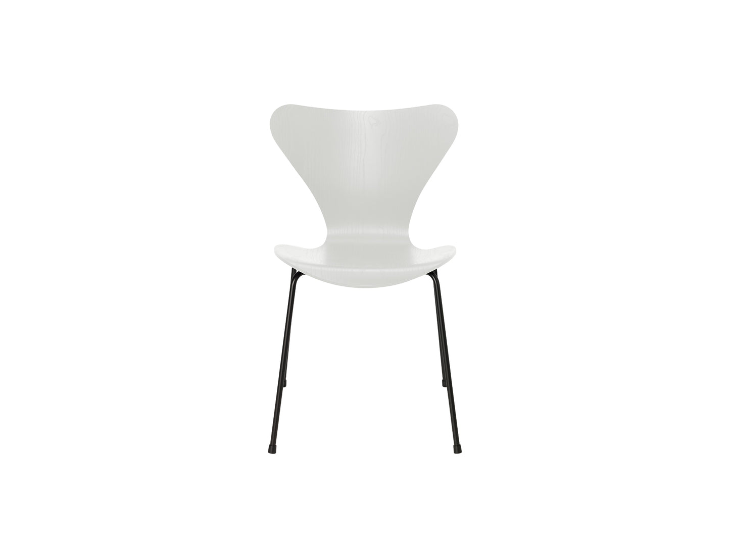 Series 7™ 3107 Dining Chair by Fritz Hansen - White Coloured Ash Veneer Shell / Black Steel