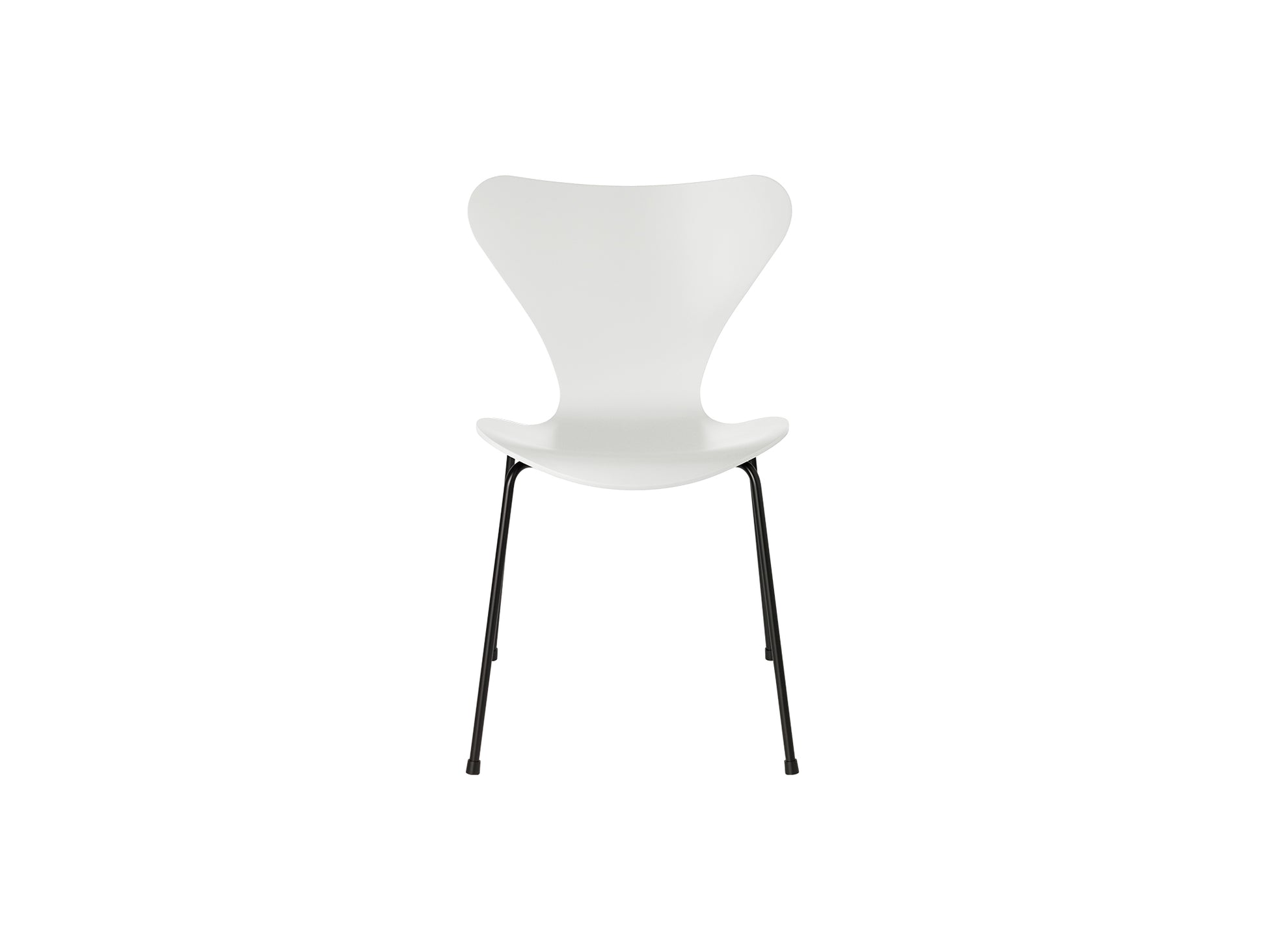 Series 7™ 3107 Dining Chair by Fritz Hansen - White Lacquered Veneer Shell / Black Steel