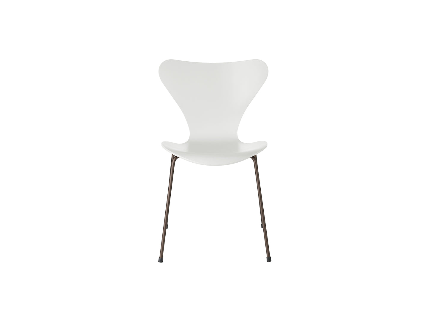 Series 7™ 3107 Dining Chair by Fritz Hansen - White Lacquered Veneer Shell / Brown Bronze Steel