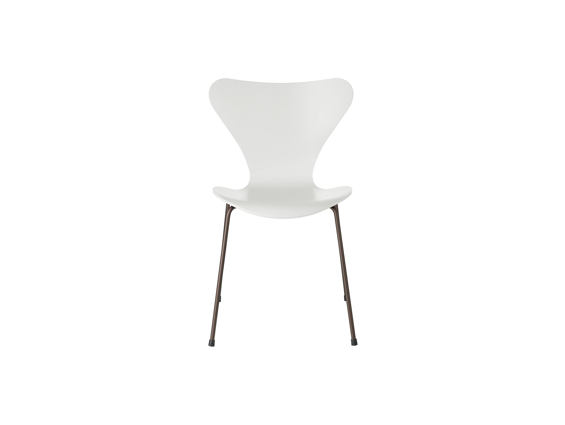 Series 7™ 3107 Dining Chair by Fritz Hansen - White Lacquered Veneer Shell / Brown Bronze Steel