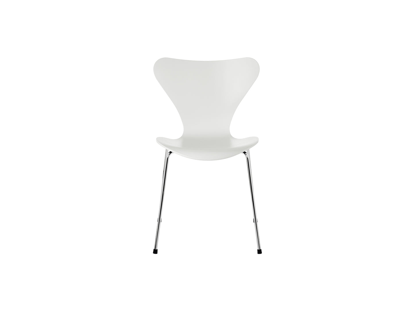 Series 7™ 3107 Dining Chair by Fritz Hansen - White Lacquered Veneer Shell / Chromed Steel