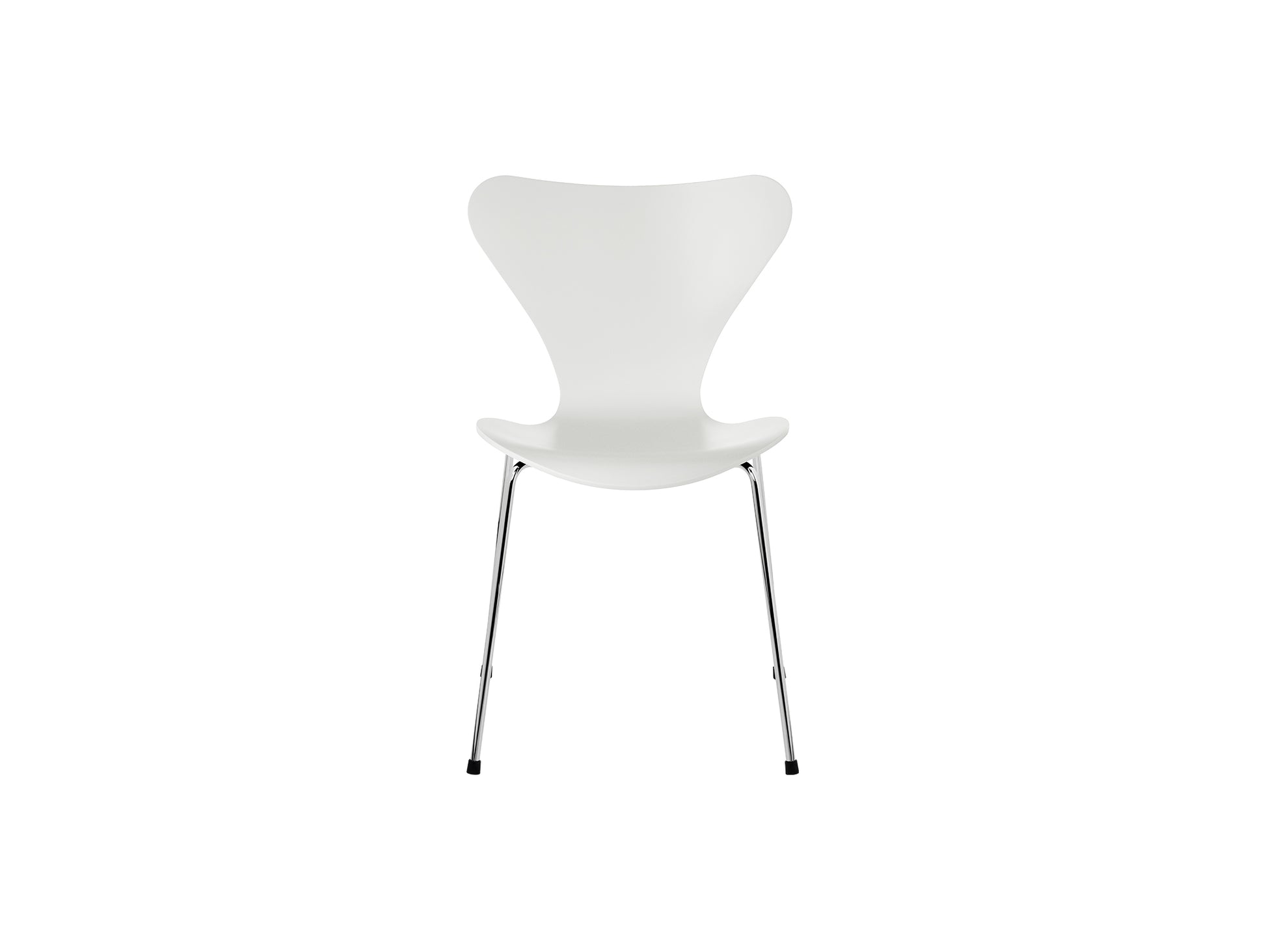Series 7™ 3107 Dining Chair by Fritz Hansen - White Lacquered Veneer Shell / Chromed Steel