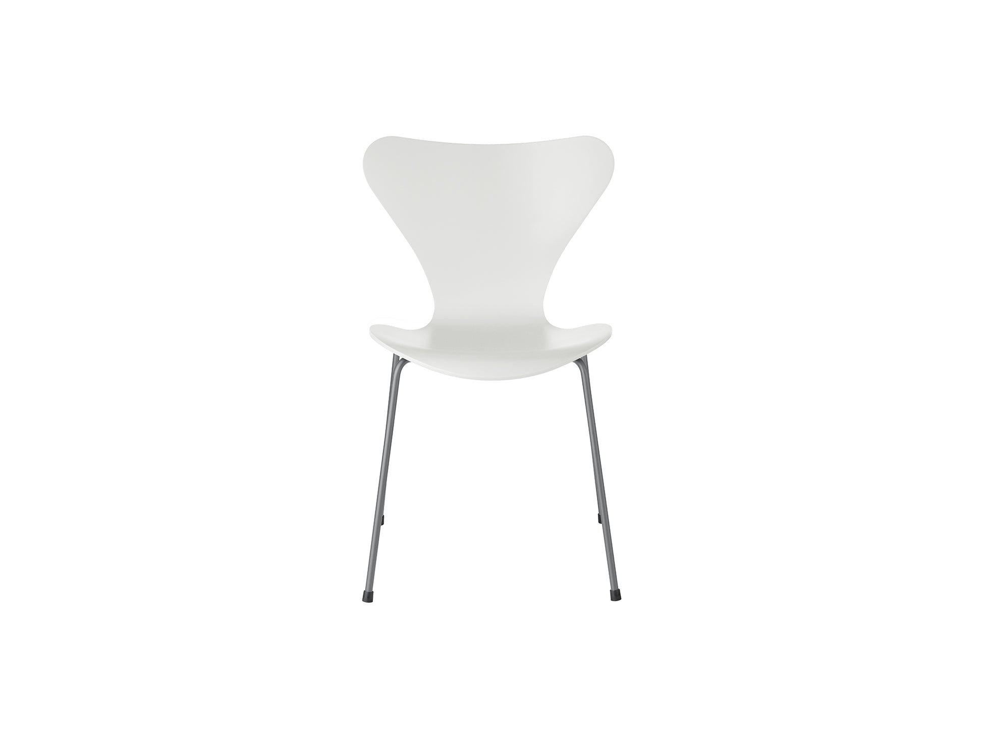 Series 7™ 3107 Dining Chair by Fritz Hansen - White Lacquered Veneer Shell / Silver Grey Steel