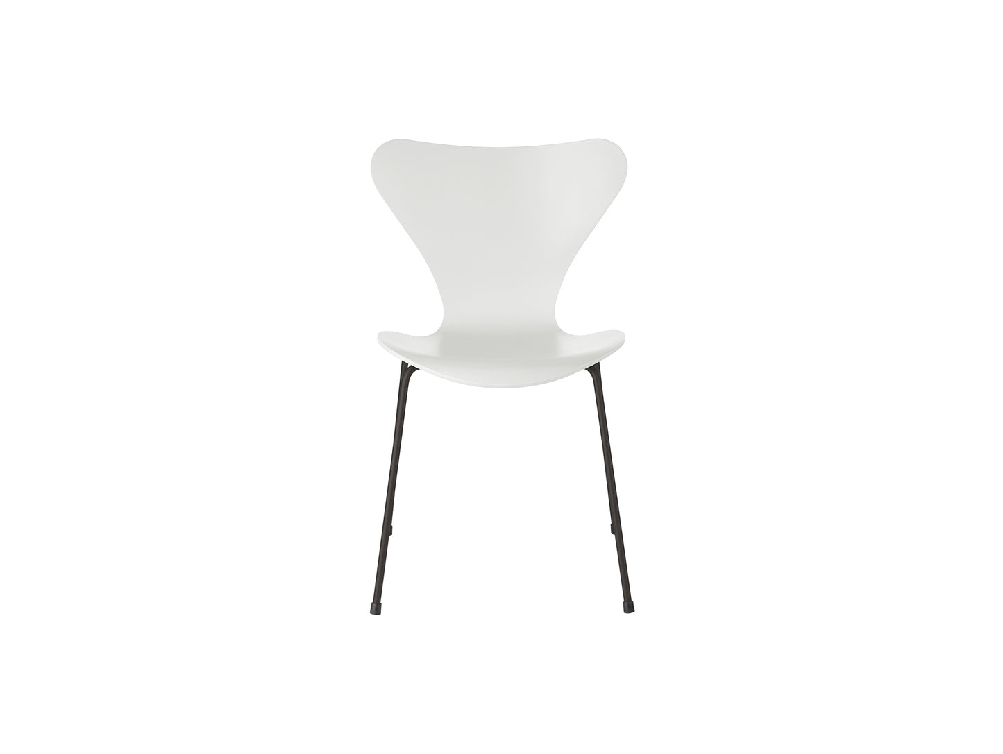 Series 7™ 3107 Dining Chair by Fritz Hansen - White Lacquered Veneer Shell / Warm Graphite Steel