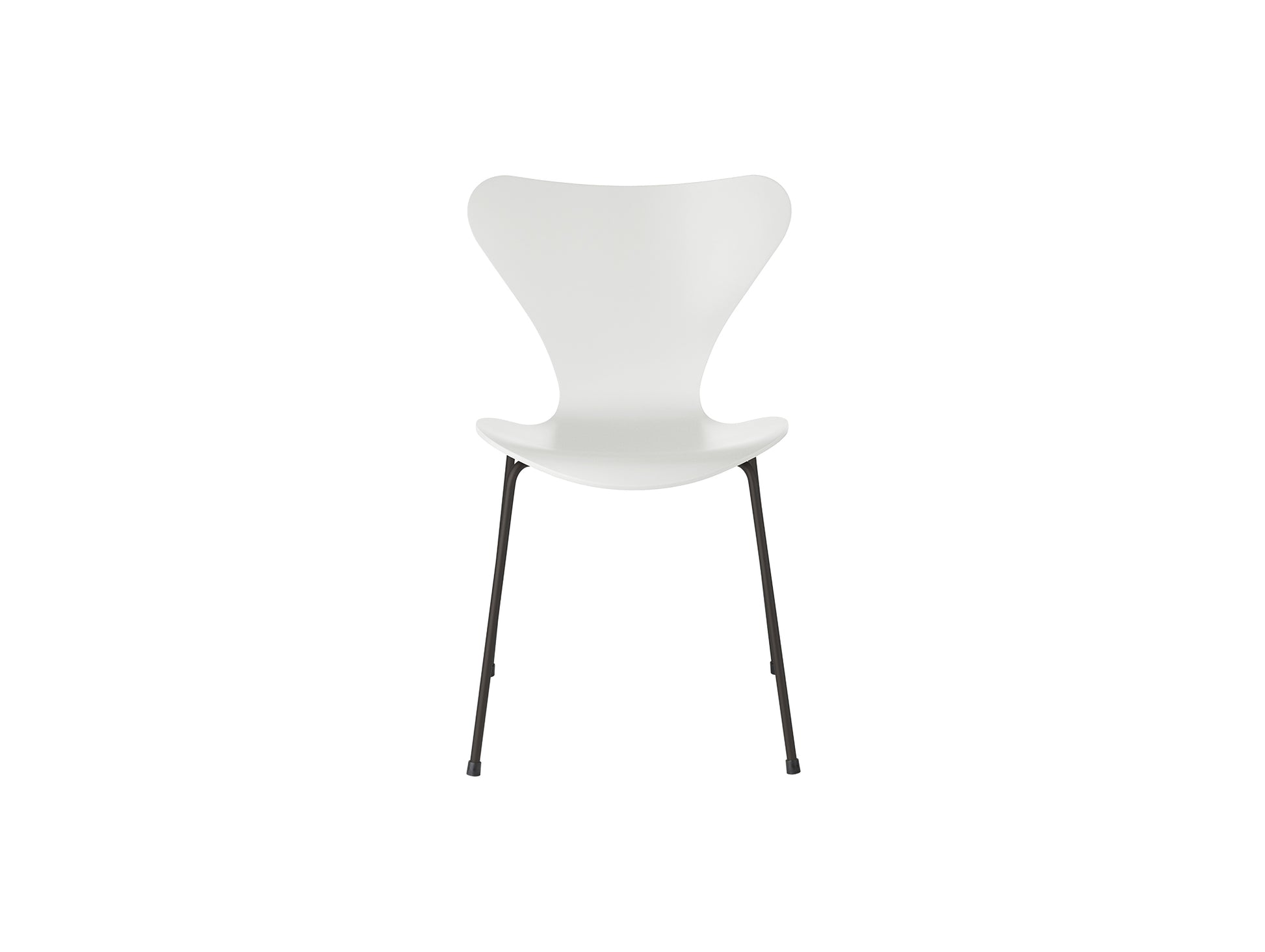 Series 7™ 3107 Dining Chair by Fritz Hansen - White Lacquered Veneer Shell / Warm Graphite Steel