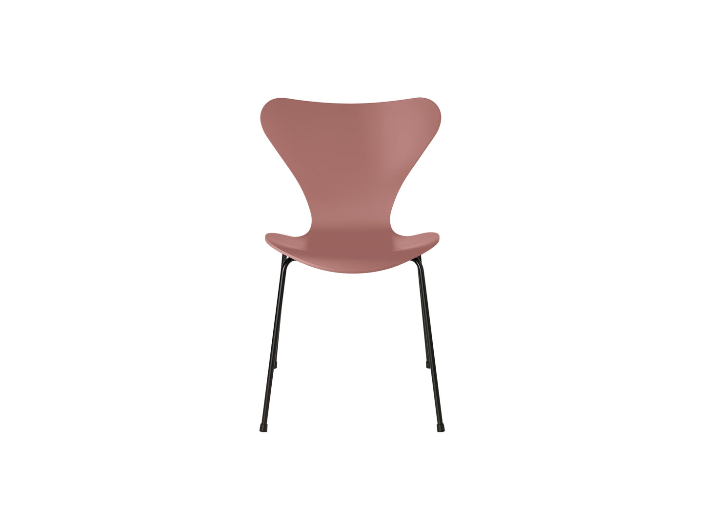 Series 7™ 3107 Dining Chair by Fritz Hansen - Wild Rose Lacquered Veneer Shell / Black Steel