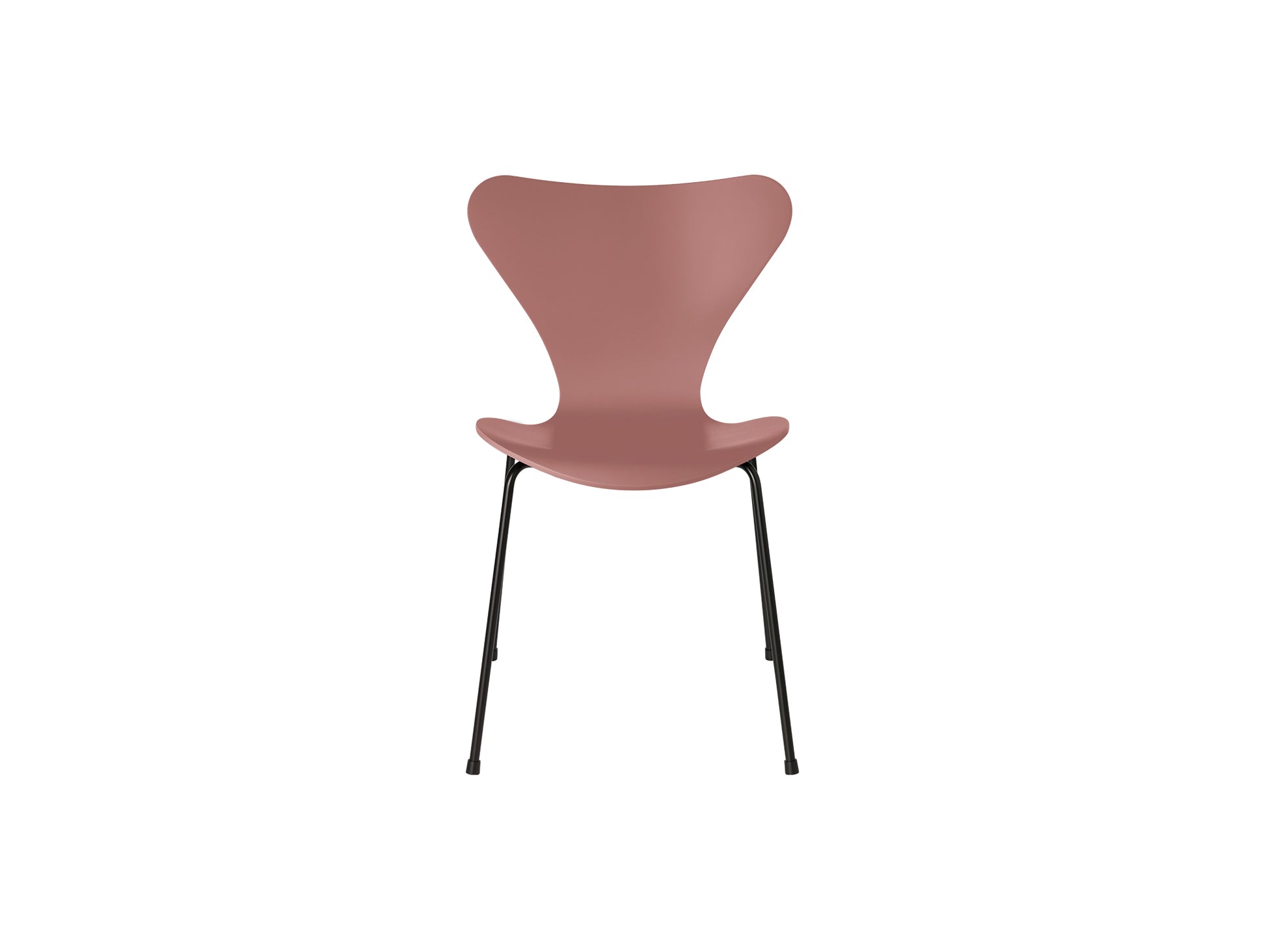 Series 7™ 3107 Dining Chair by Fritz Hansen - Wild Rose Lacquered Veneer Shell / Black Steel