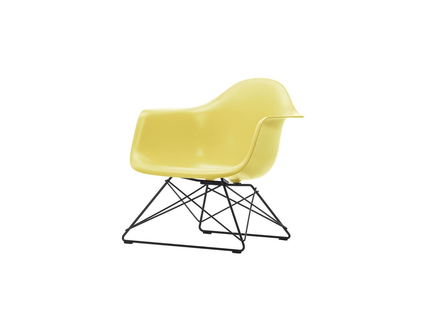 Eames Plastic Armchair LAR by Vitra - 92 Citron Shell / Basic Dark Powder-Coated Steel Base