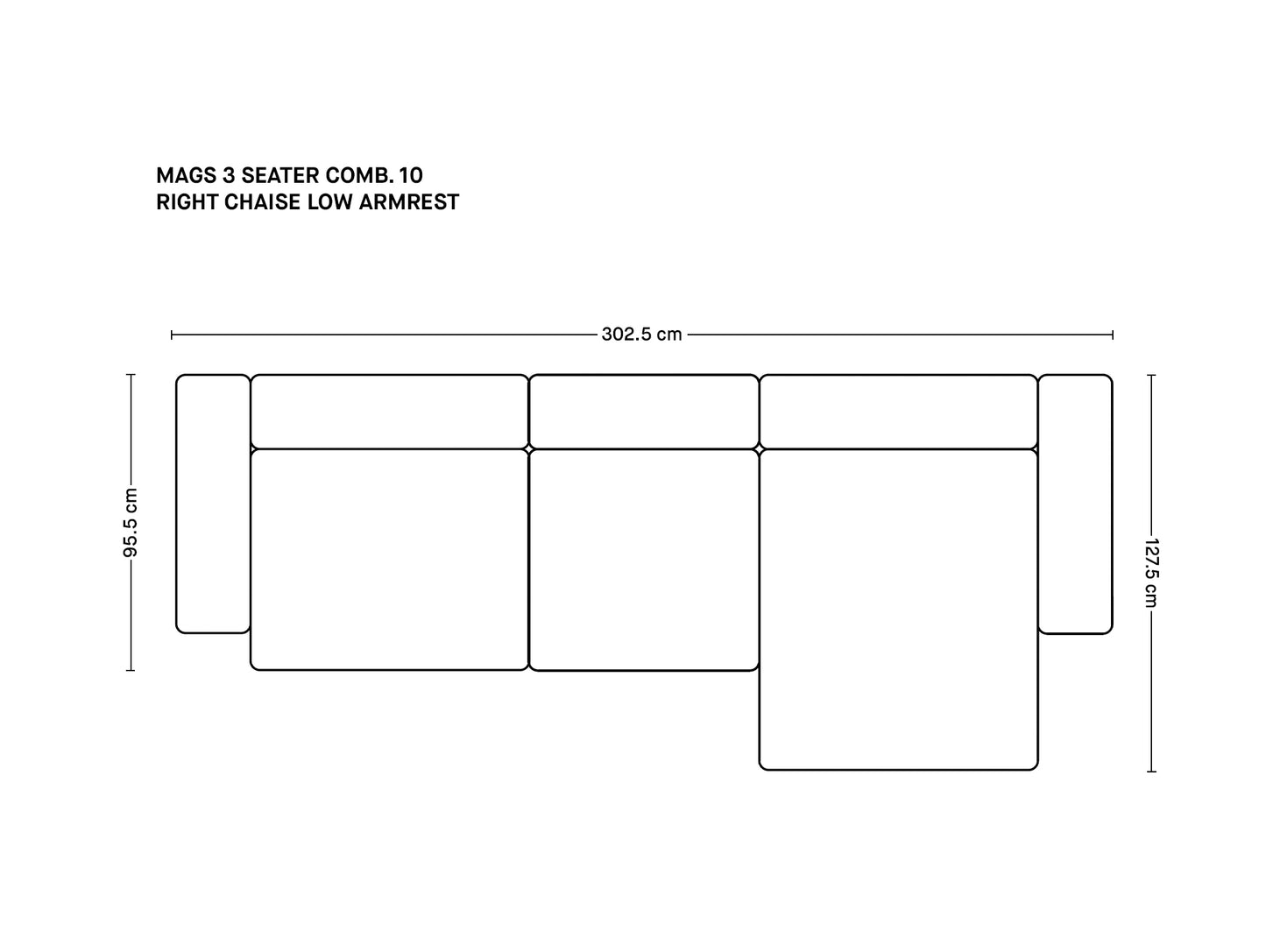 Mags 3 Seater Sofa (Low Armrest)