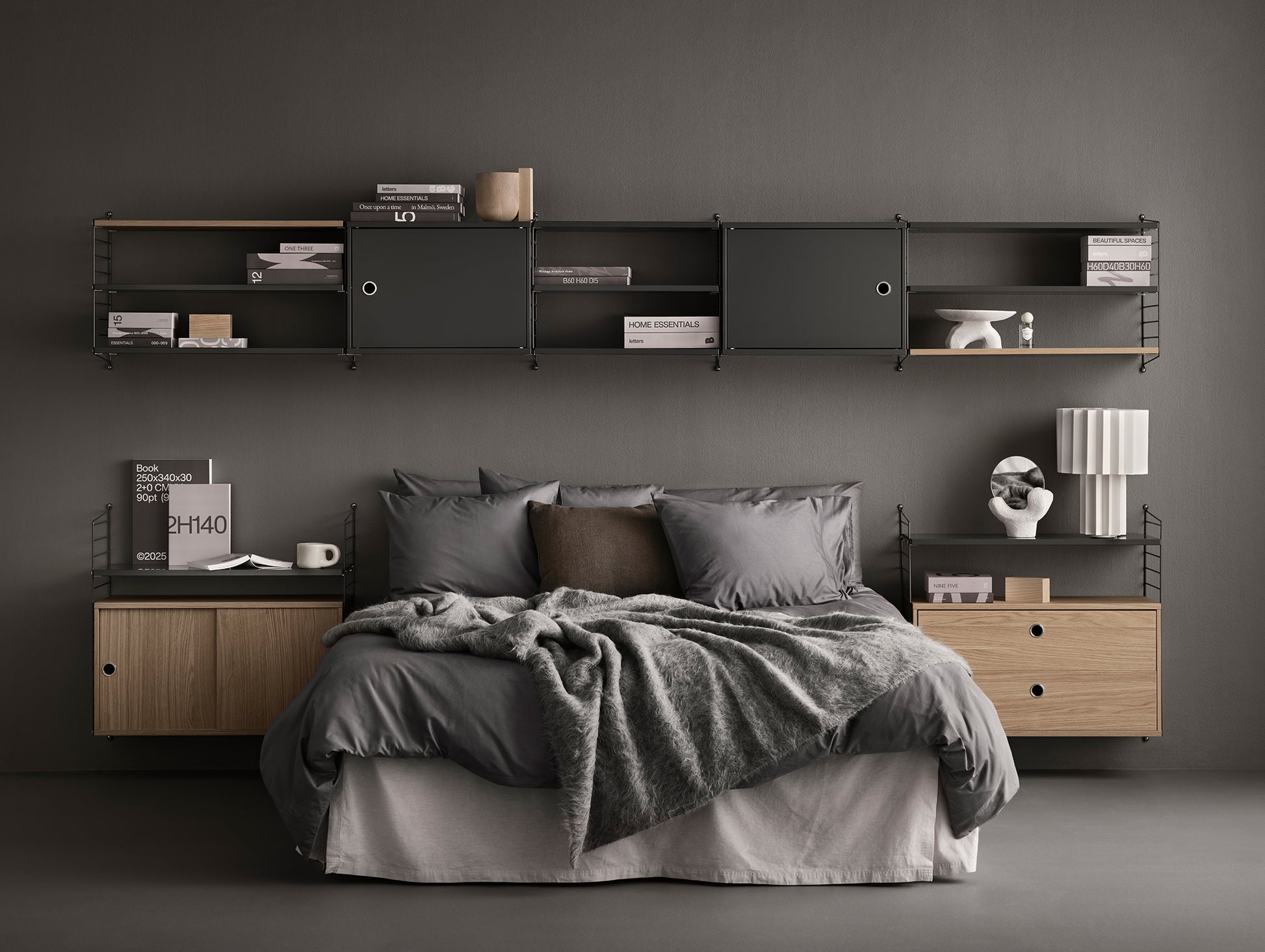 String System Chest with 2 Drawers by String - Wide / Oak