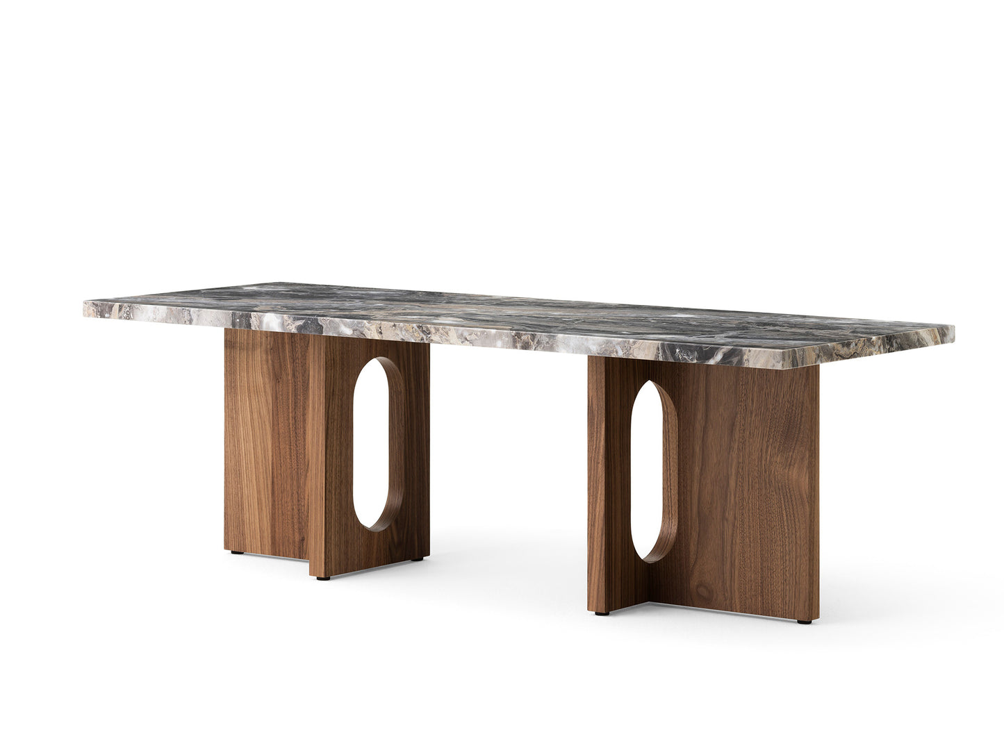 Androgyne Lounge Table by Audo Copenhagen - Grey Galaxy Marble Top / Walnut Veneer Base