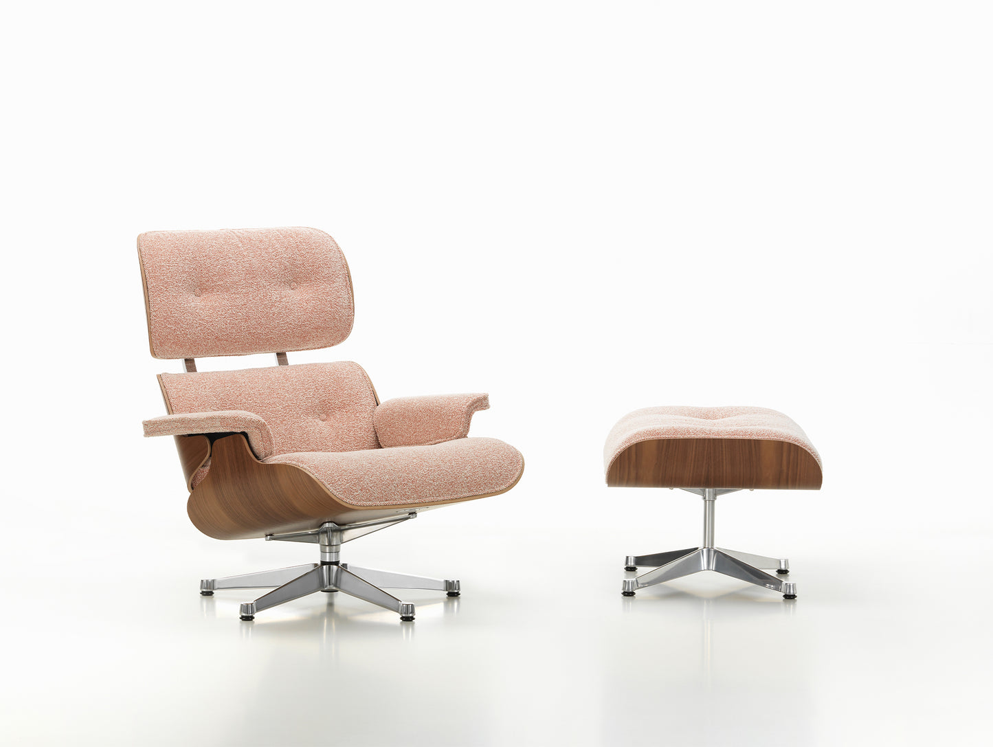 Eames Lounge Chair and Ottoman - Nubia Fabric by Vitra - Black Pigmented Walnut / Ivory Peach 07 Nubia