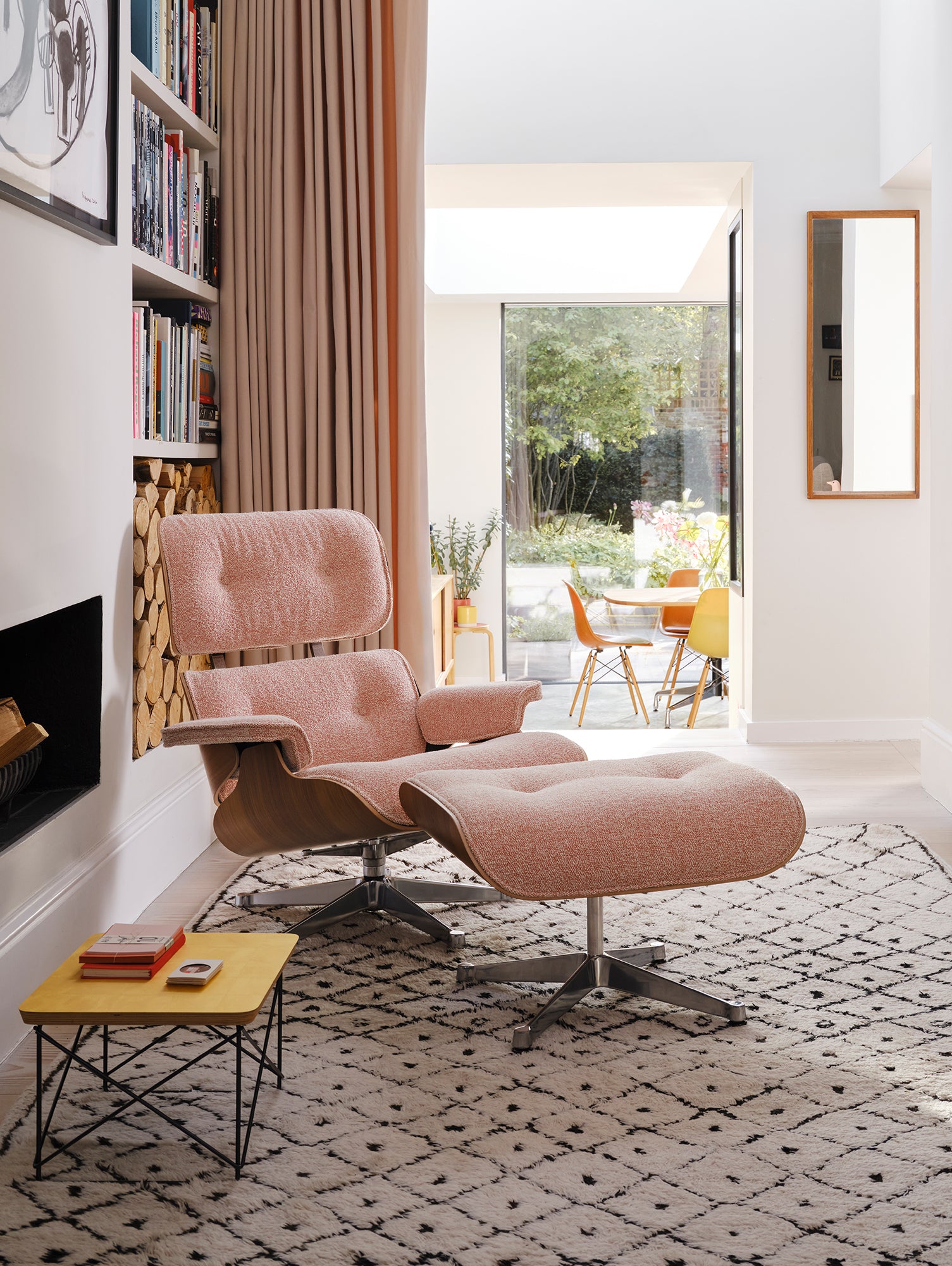 Eames Lounge Chair - Nubia Fabric by Vitra - Black Pigmented Walnut / Ivory Peach 07 Nubia