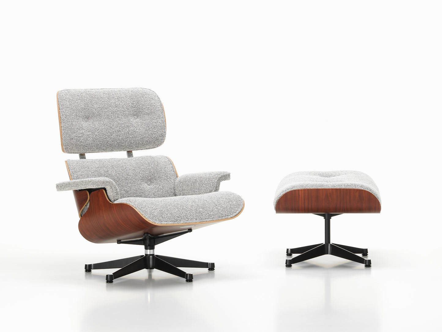 Eames Lounge Chair and Ottoman - Nubia Fabric by Vitra - Santos Palisander / Salt'n Pepper 10 Nubia