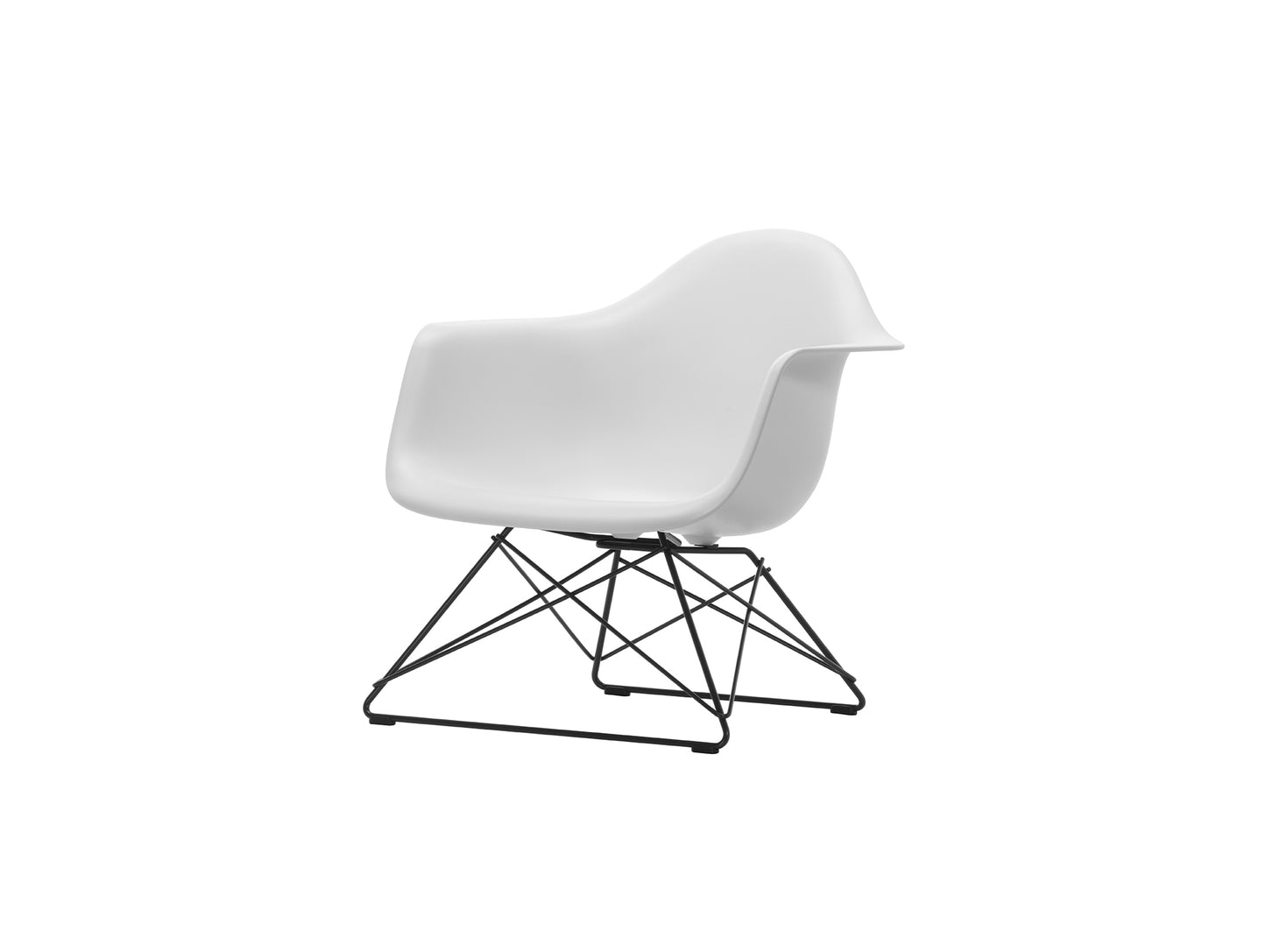 Eames Plastic Armchair LAR by Vitra - 85 Cotton White Shell / Basic Dark Base