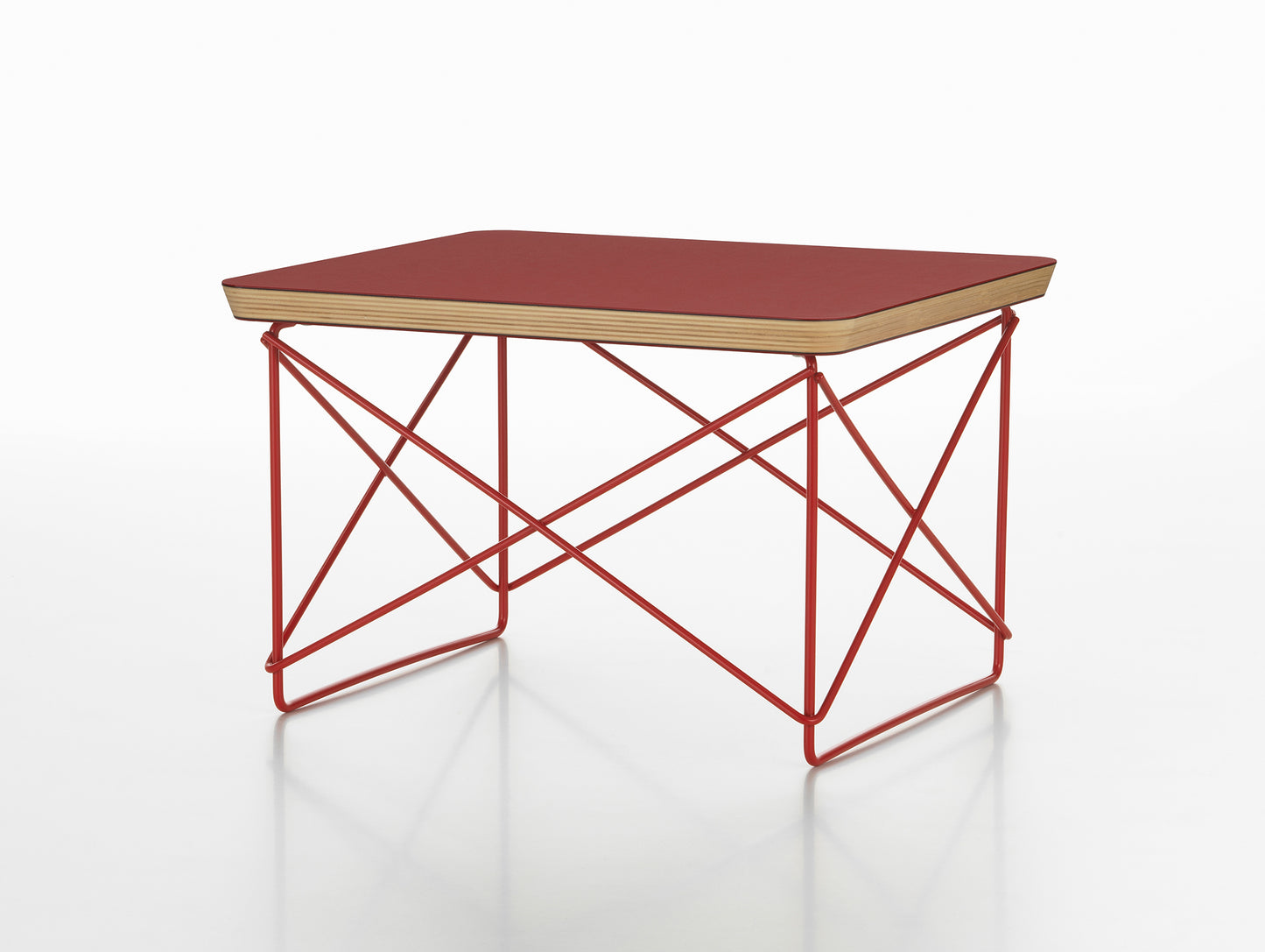 Eames Occasional Table LTR by Vitra - Dark Brick Linoleum / Eames Classic Red Steel