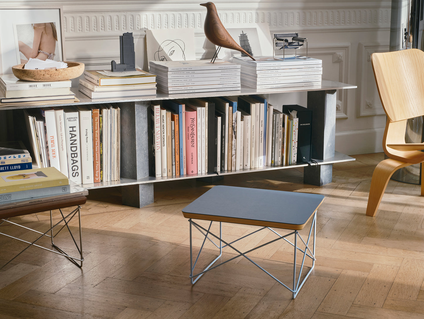 Eames Occasional Table LTR by Vitra - Smoke Blue Linoleum / Sky Blue Steel