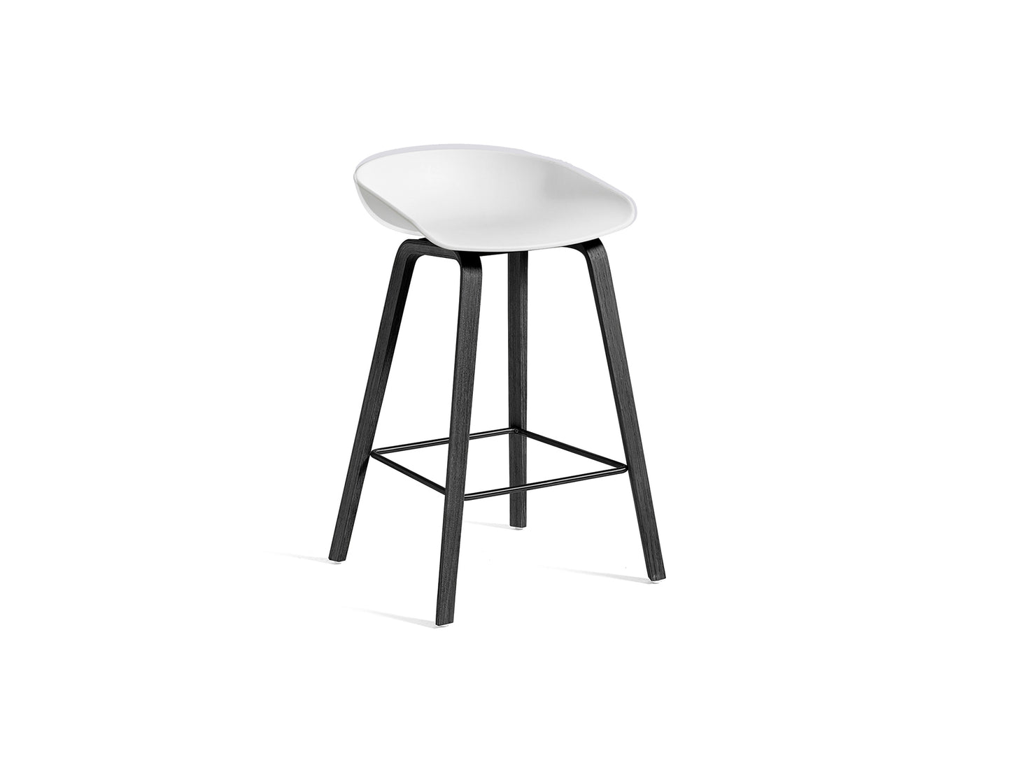 About A Stool AAS 32 by HAY - H 65cm / White  Shell / Black Lacquered Oak Base